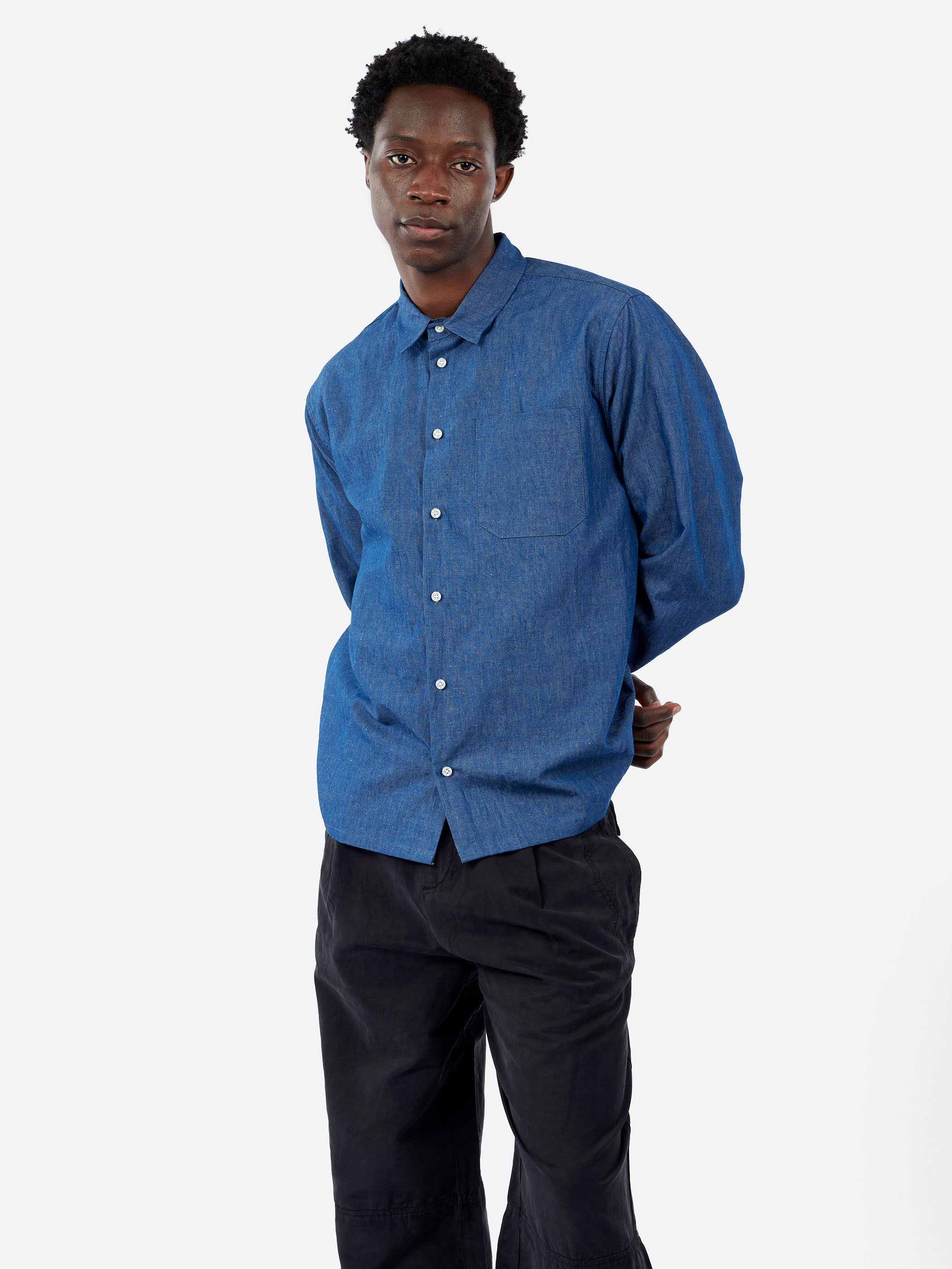 Naked & Famous - True Shirt Linen Blend Denim in Indigo – gravitypope