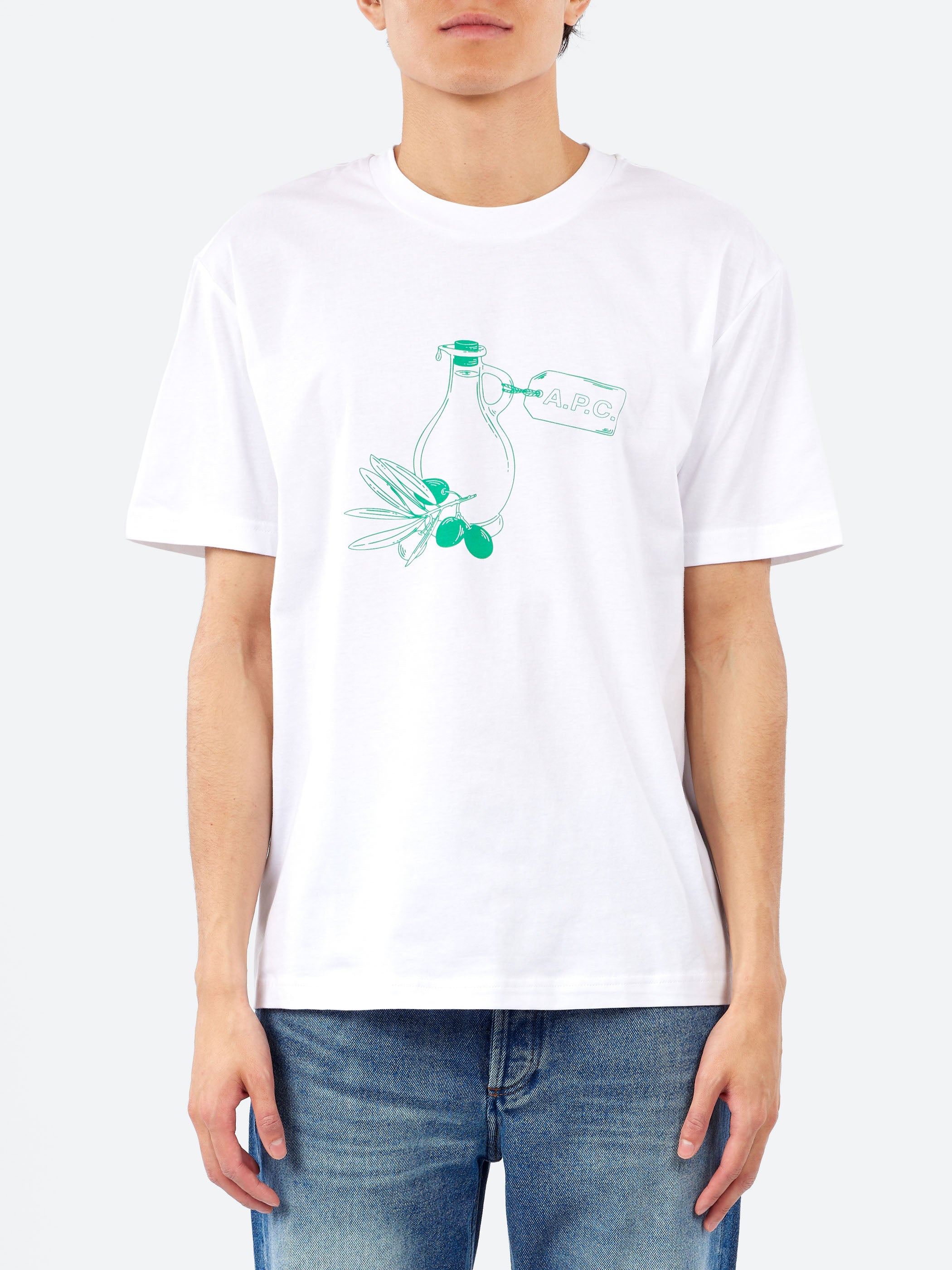 A.P.C. - Olive Oil T-Shirt in White – gravitypope
