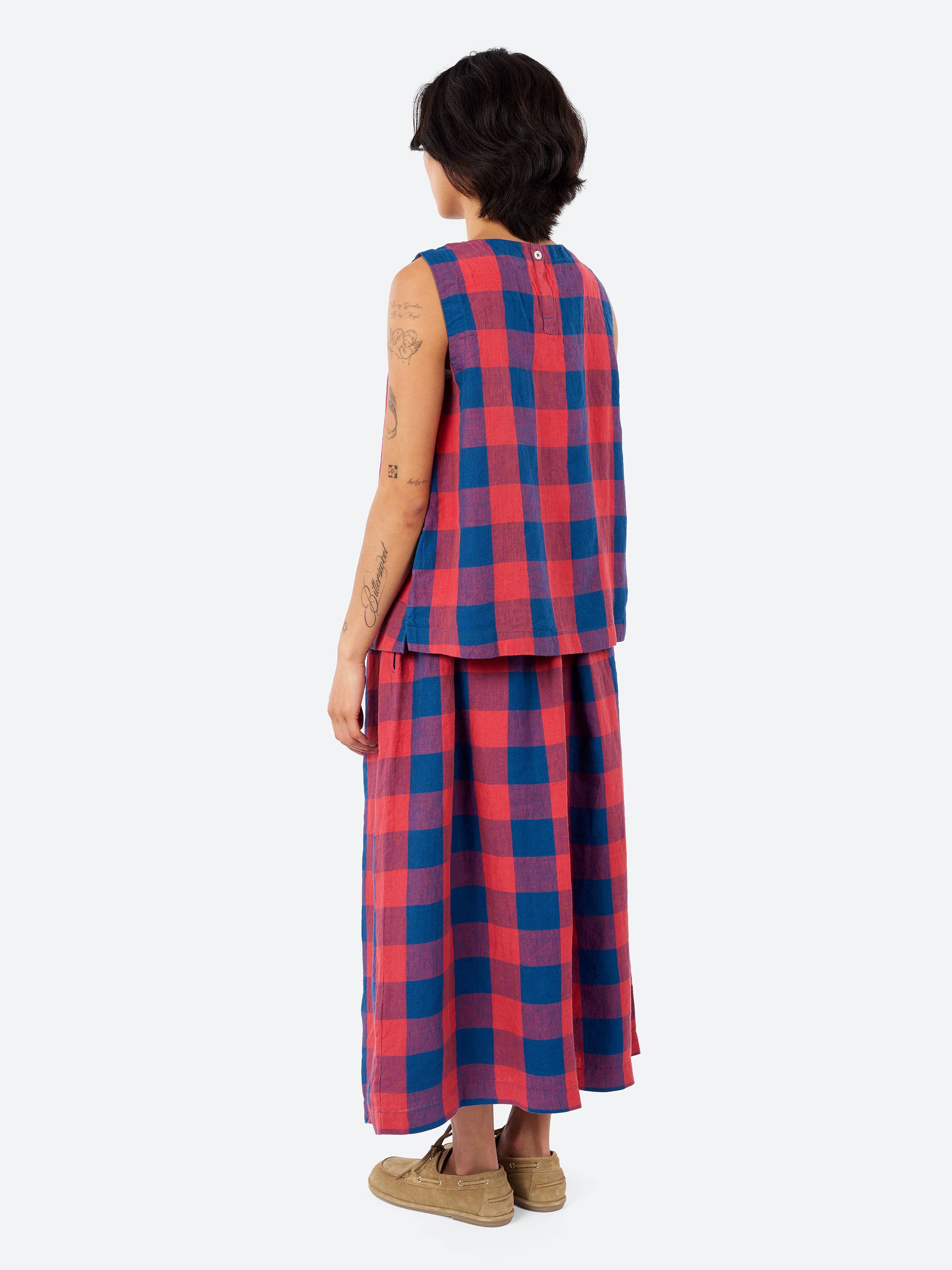 Gingham Check Linen Tank