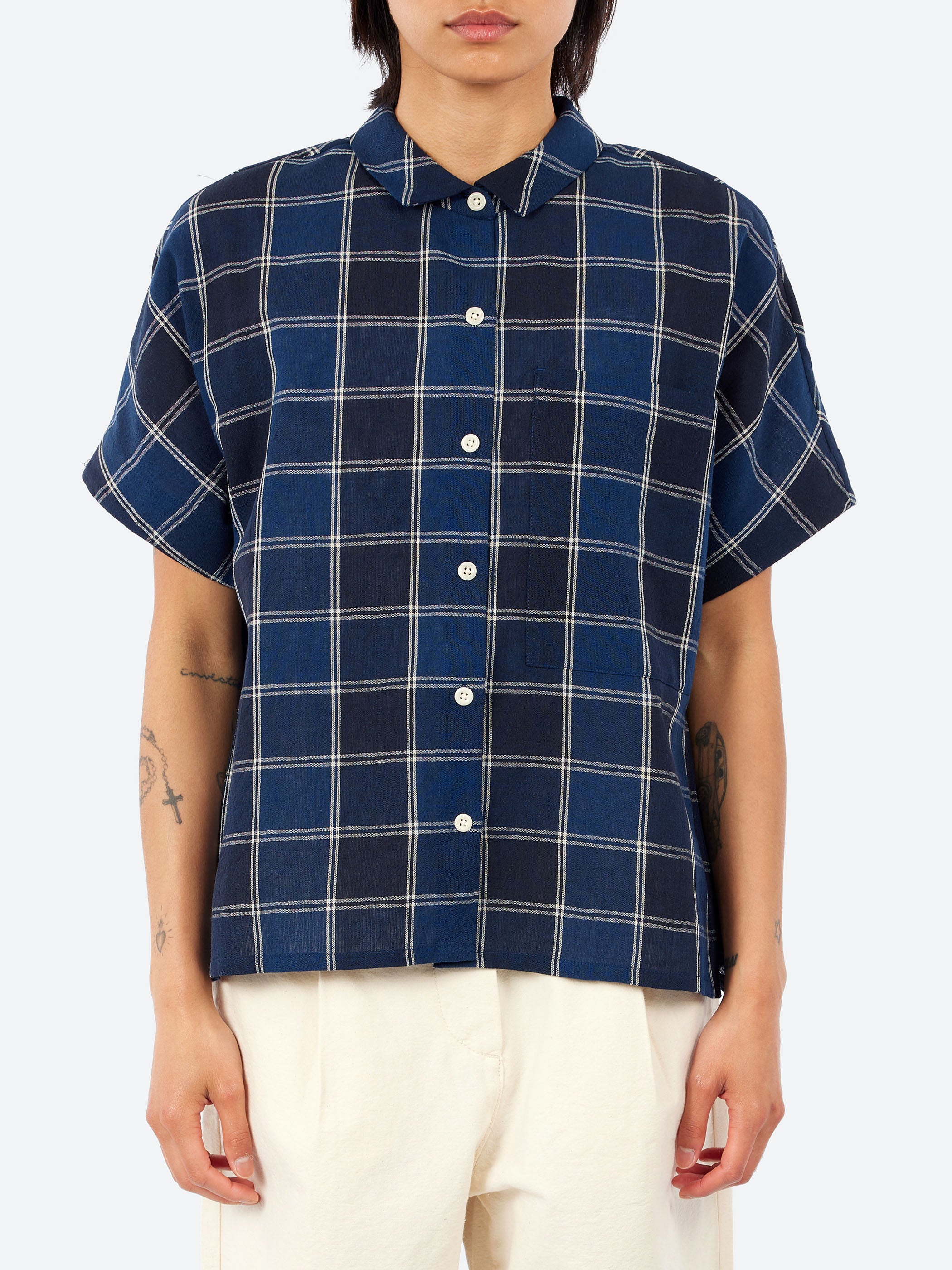 Market Check Cotton Linen Shirt