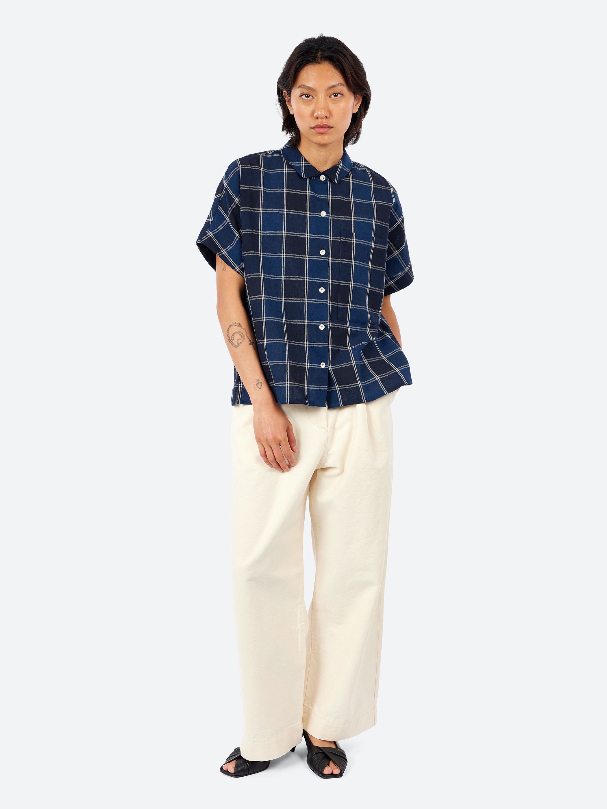 Market Check Cotton Linen Shirt