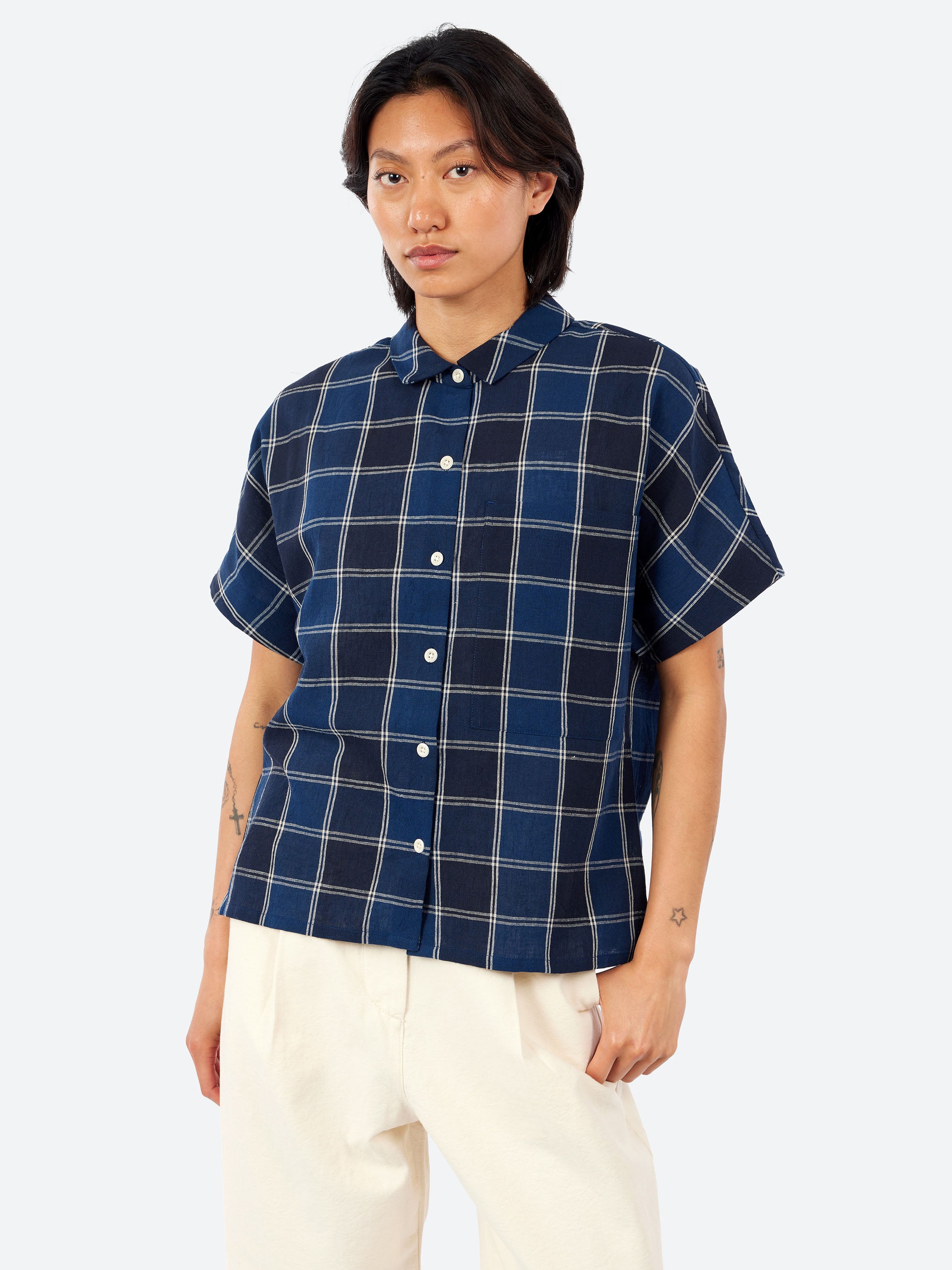 Market Check Cotton Linen Shirt