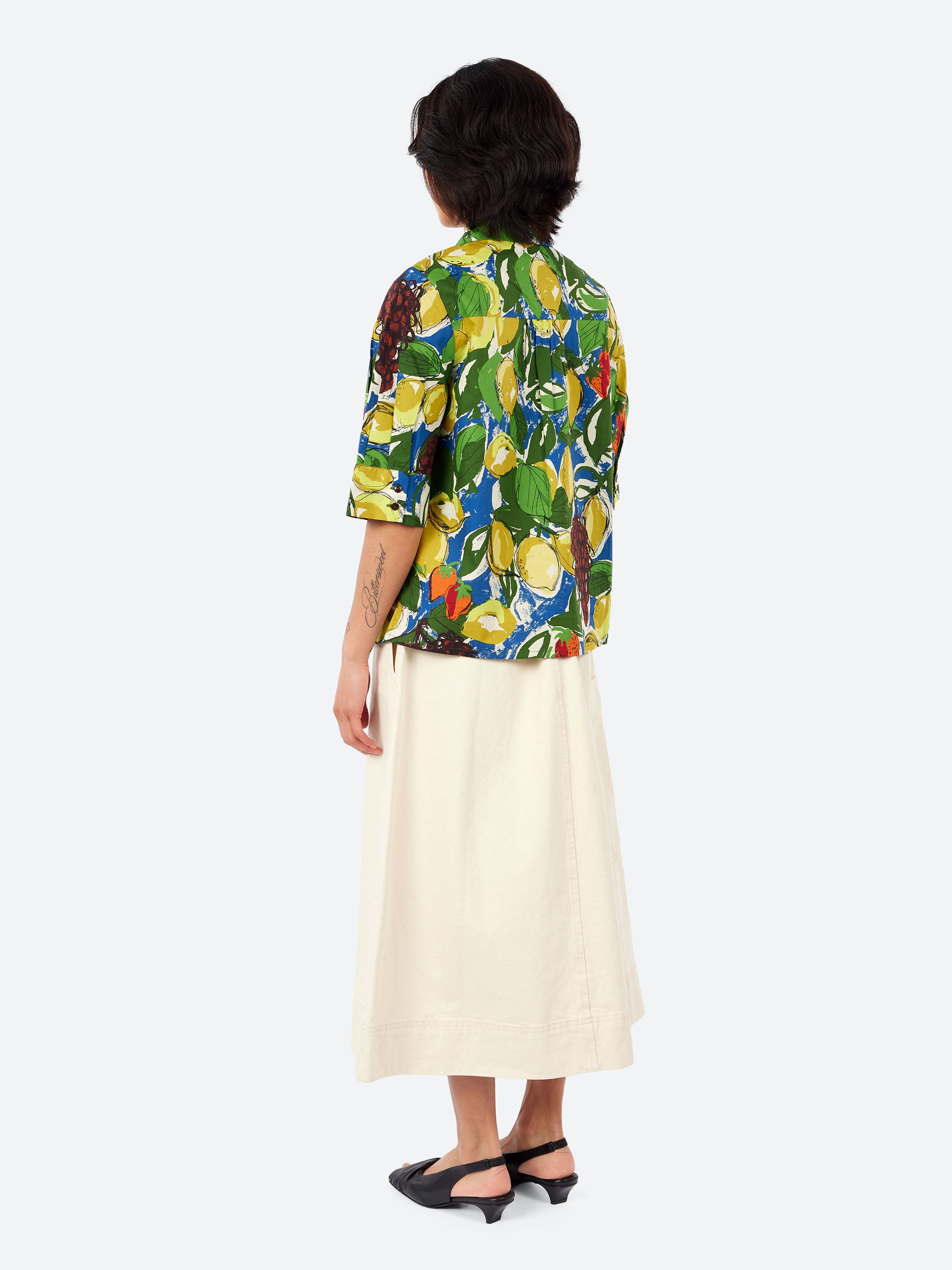 Gia Sketched Fruit Print Shirt