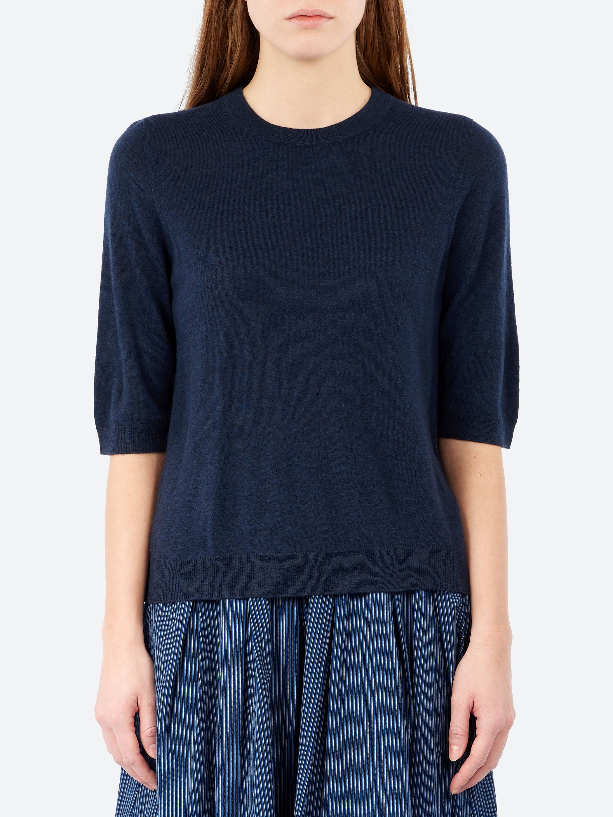 Wool Cashmere Half Sleeve Sweater