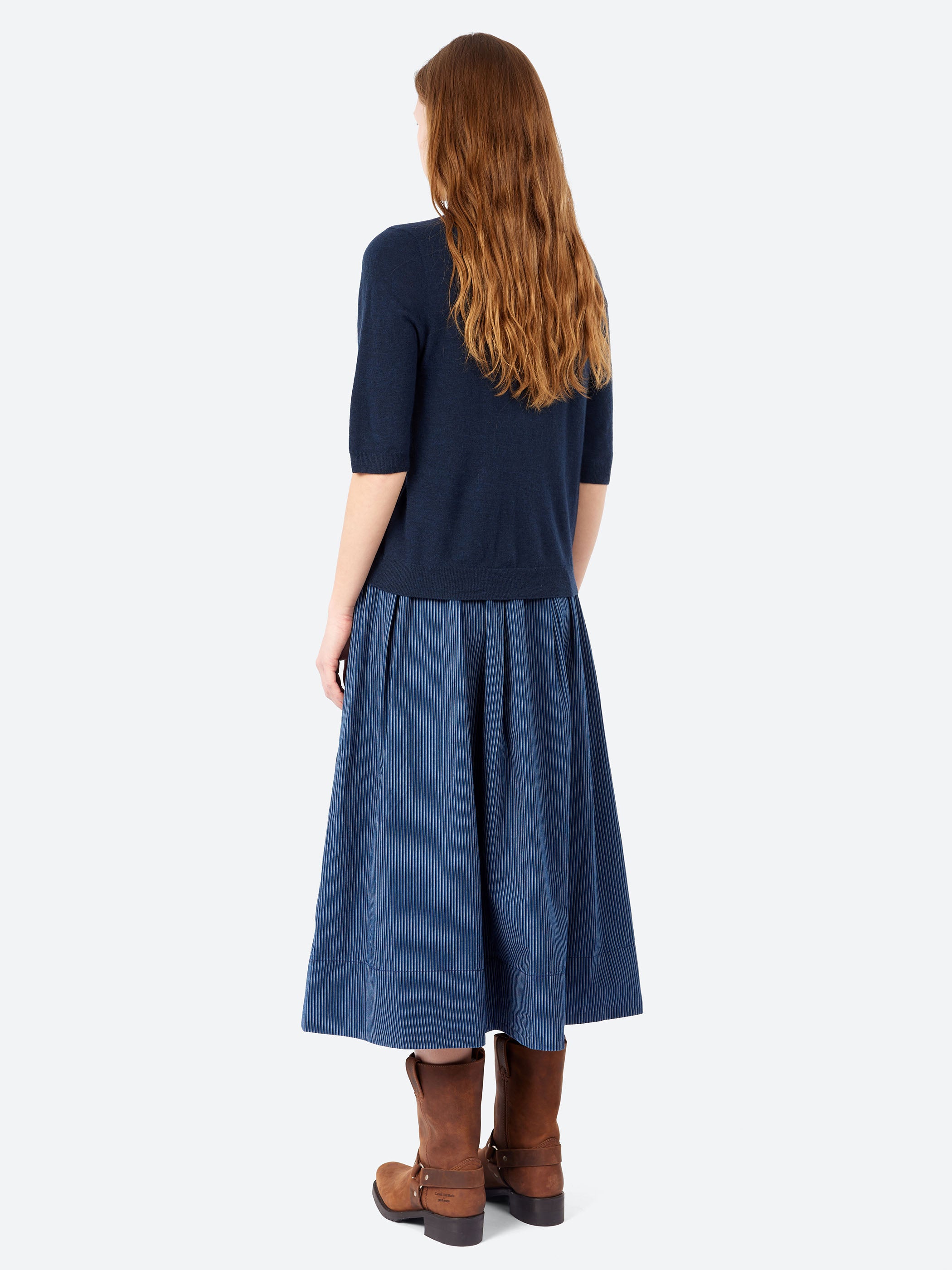 Wool Cashmere Half Sleeve Sweater