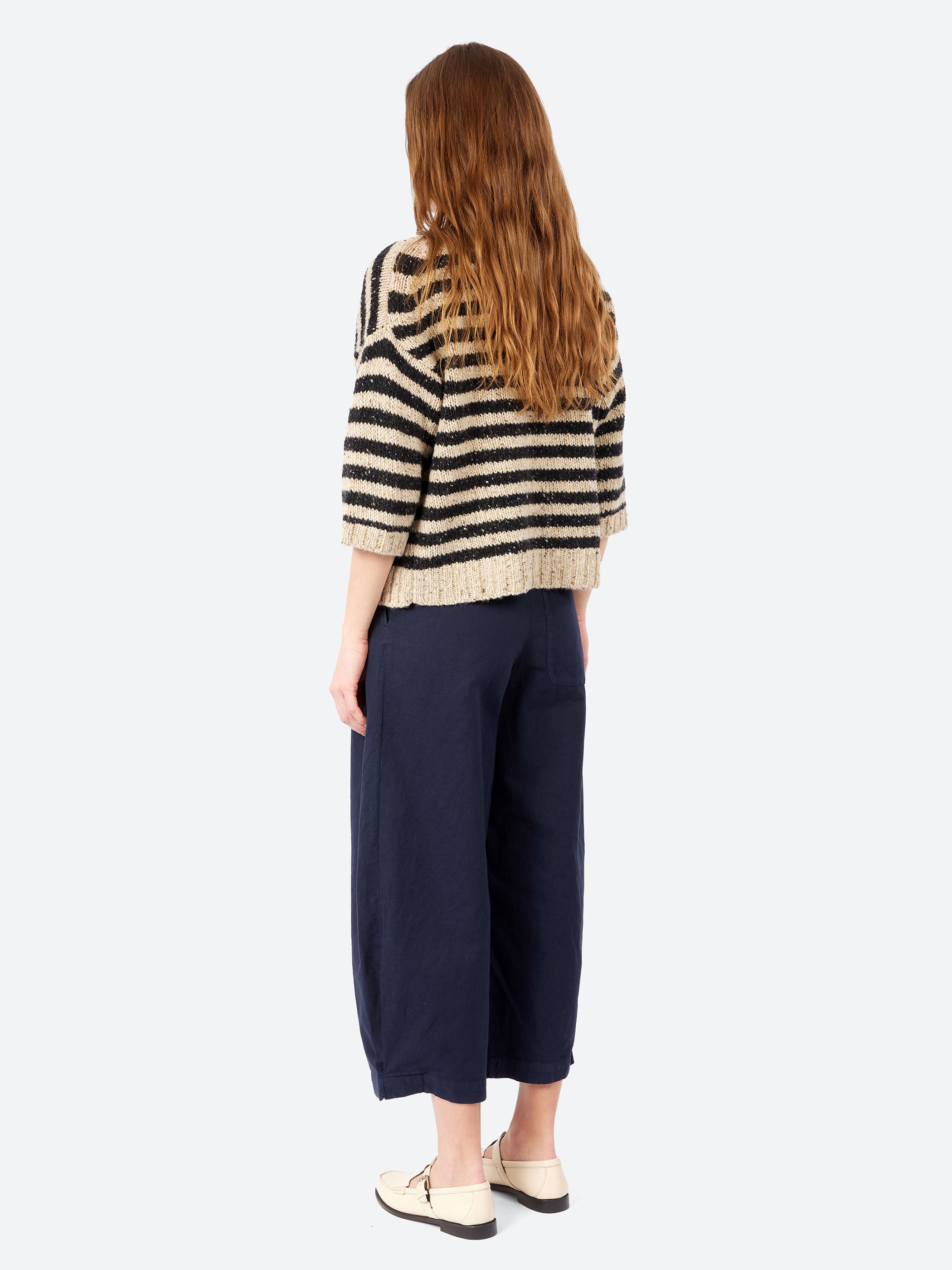 Stripe Donegal Short Sleeve Sweater