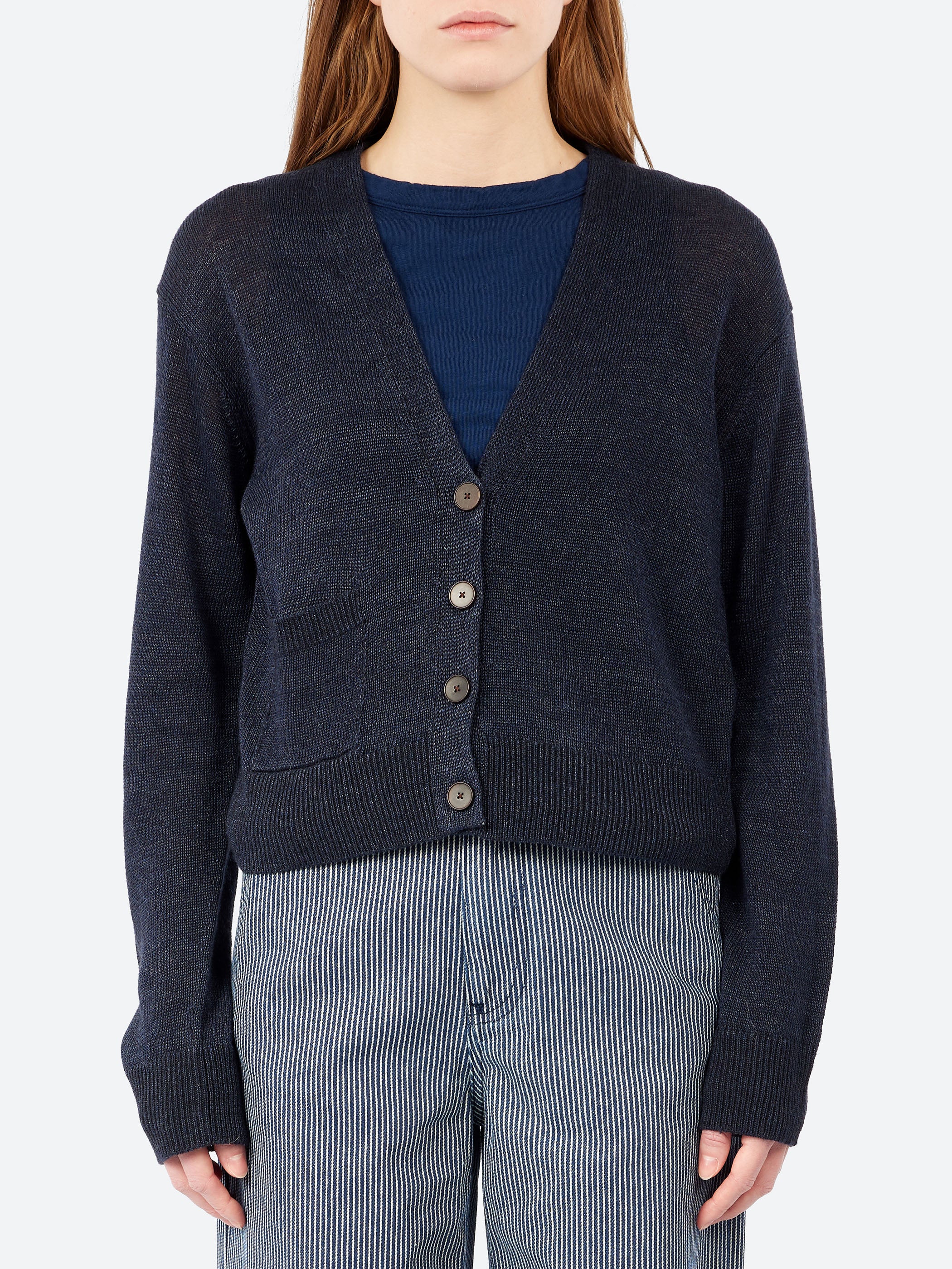 Wool Linen Patch Pocket Cardigan