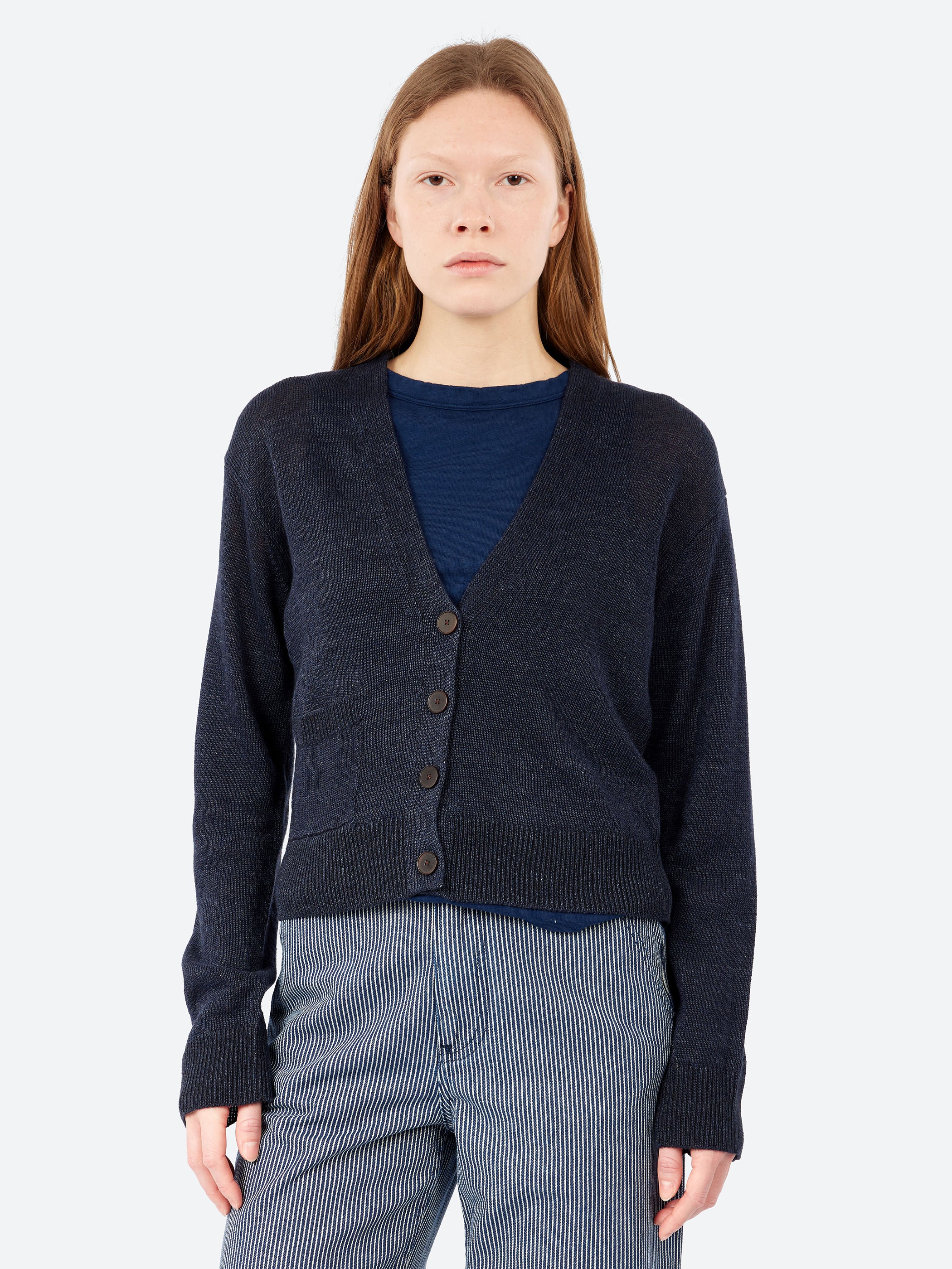 Wool Linen Patch Pocket Cardigan