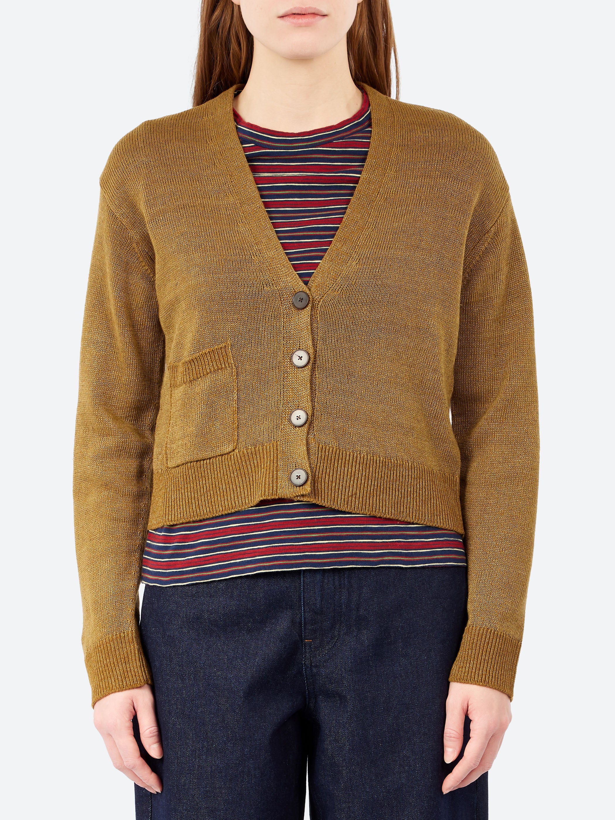 Wool Linen Patch Pocket Cardigan