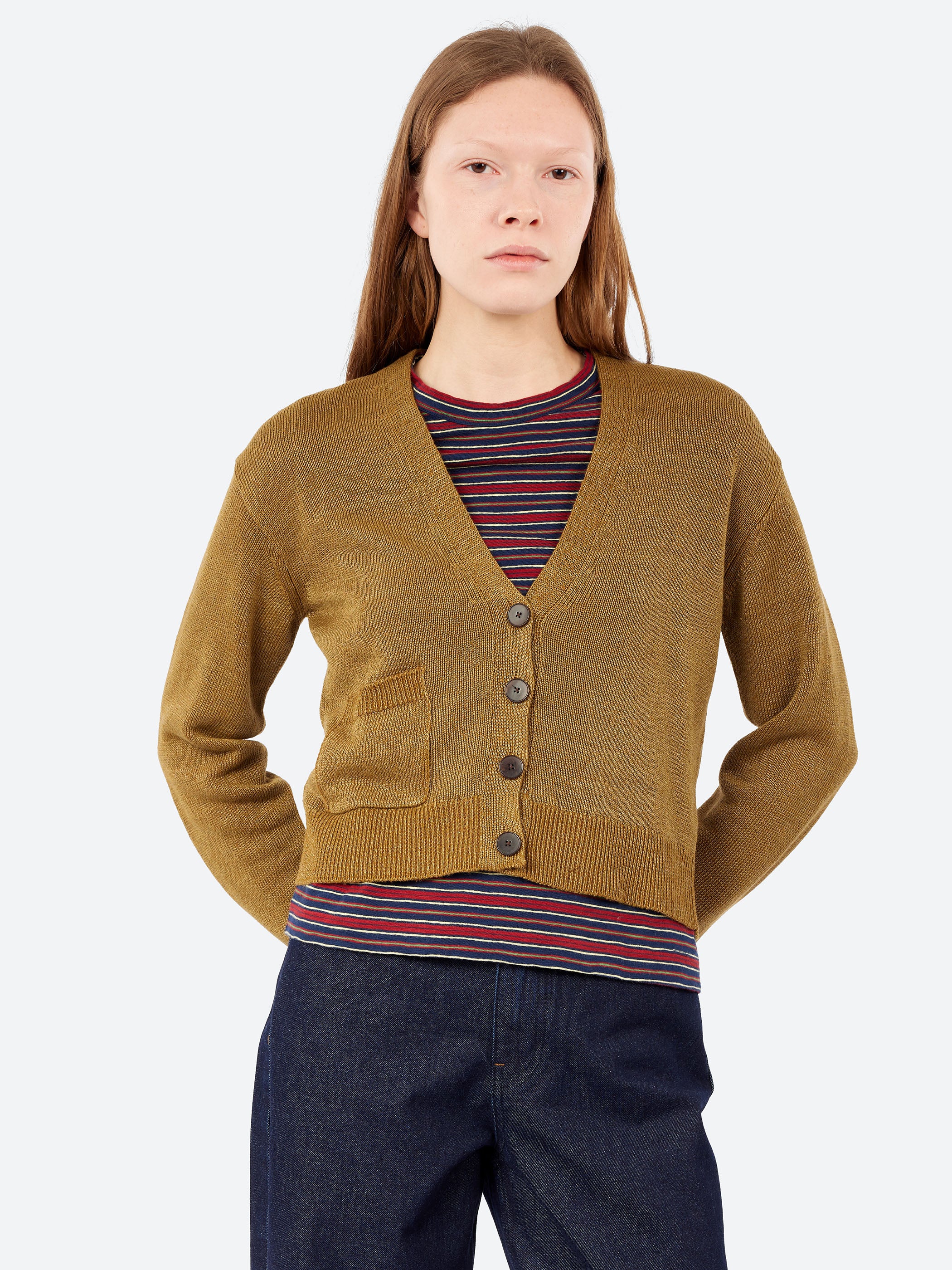 Wool Linen Patch Pocket Cardigan