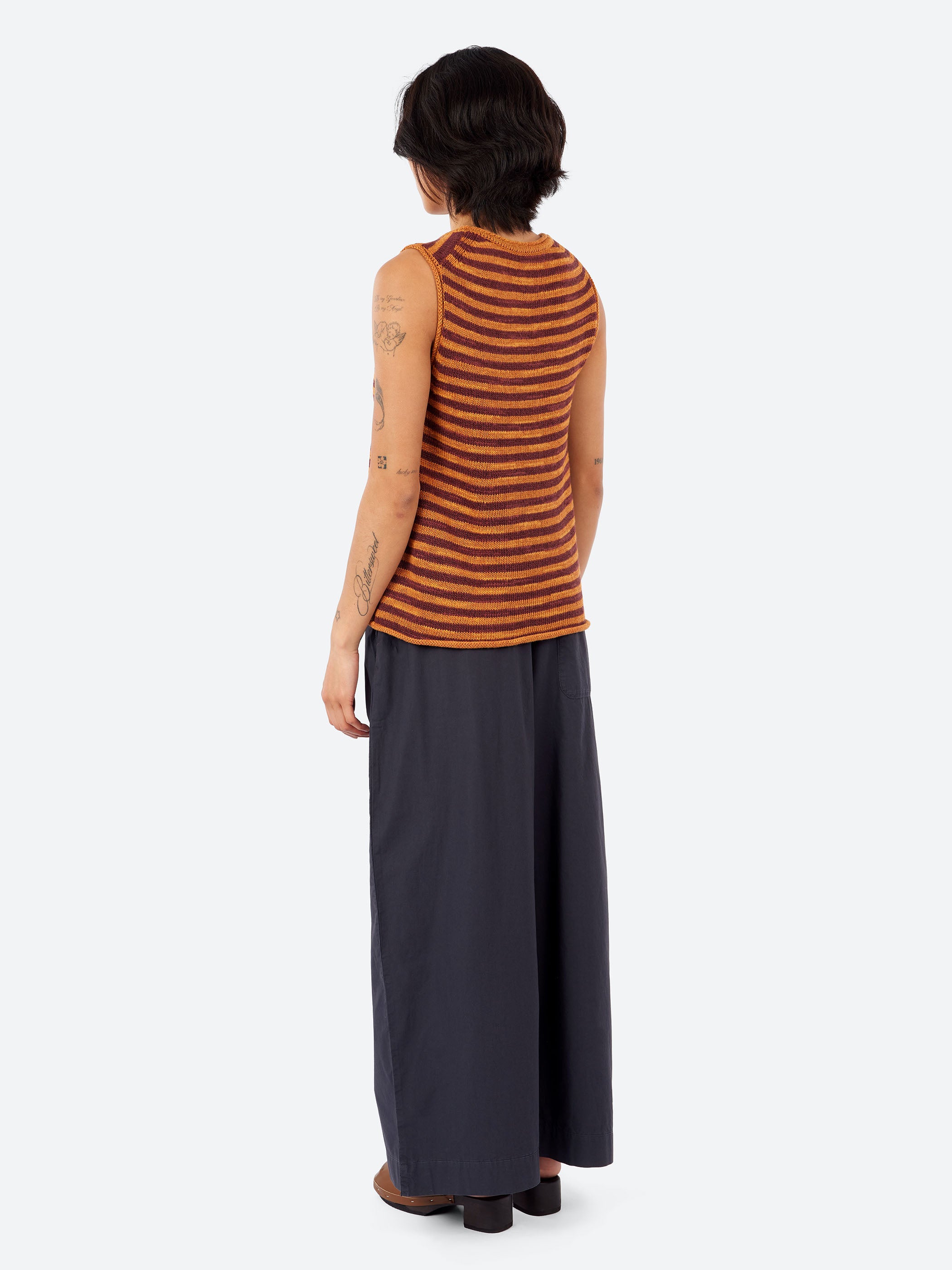 Stripe Linen Cotton Knitted Vest