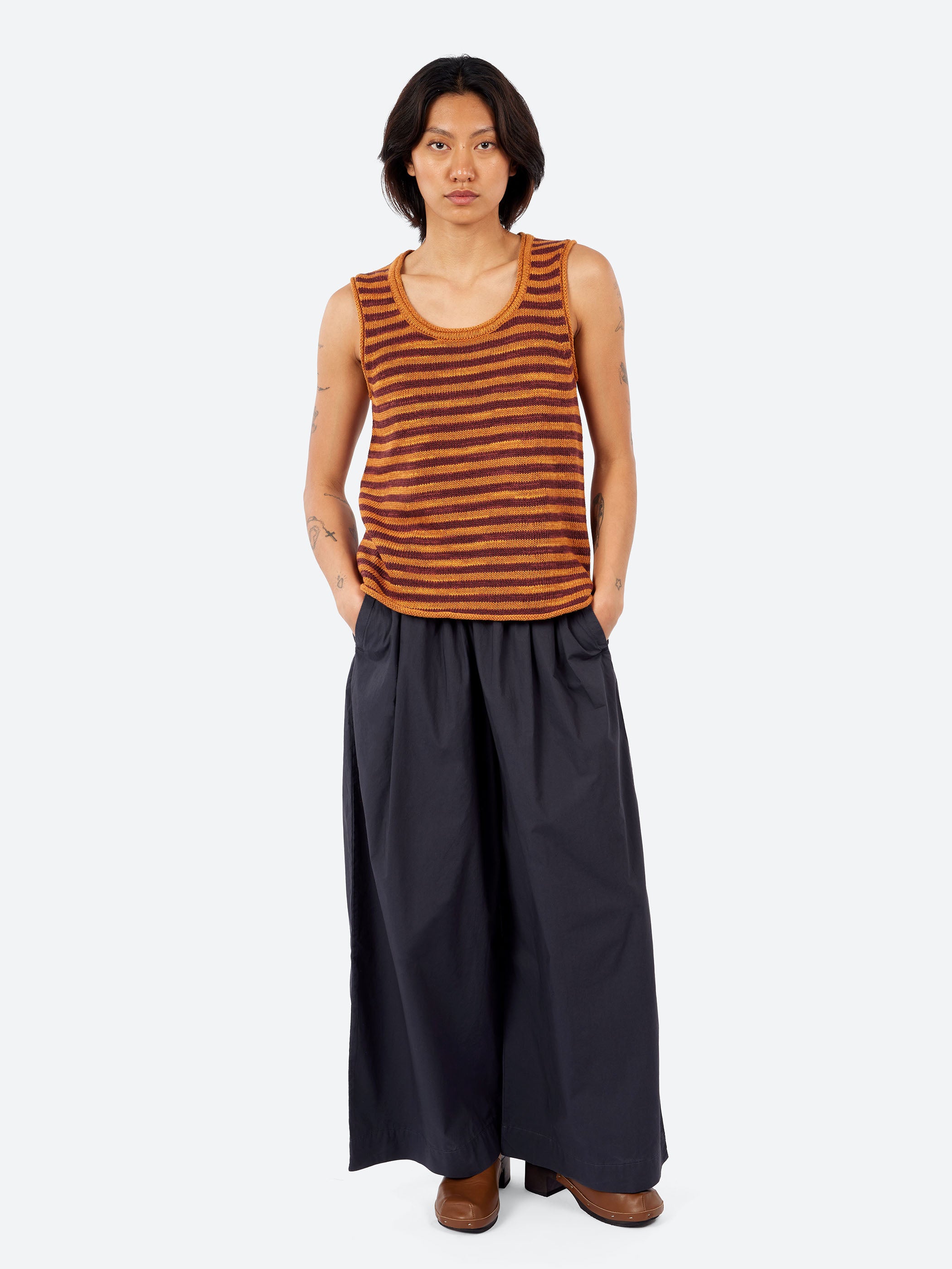 Stripe Linen Cotton Knitted Vest