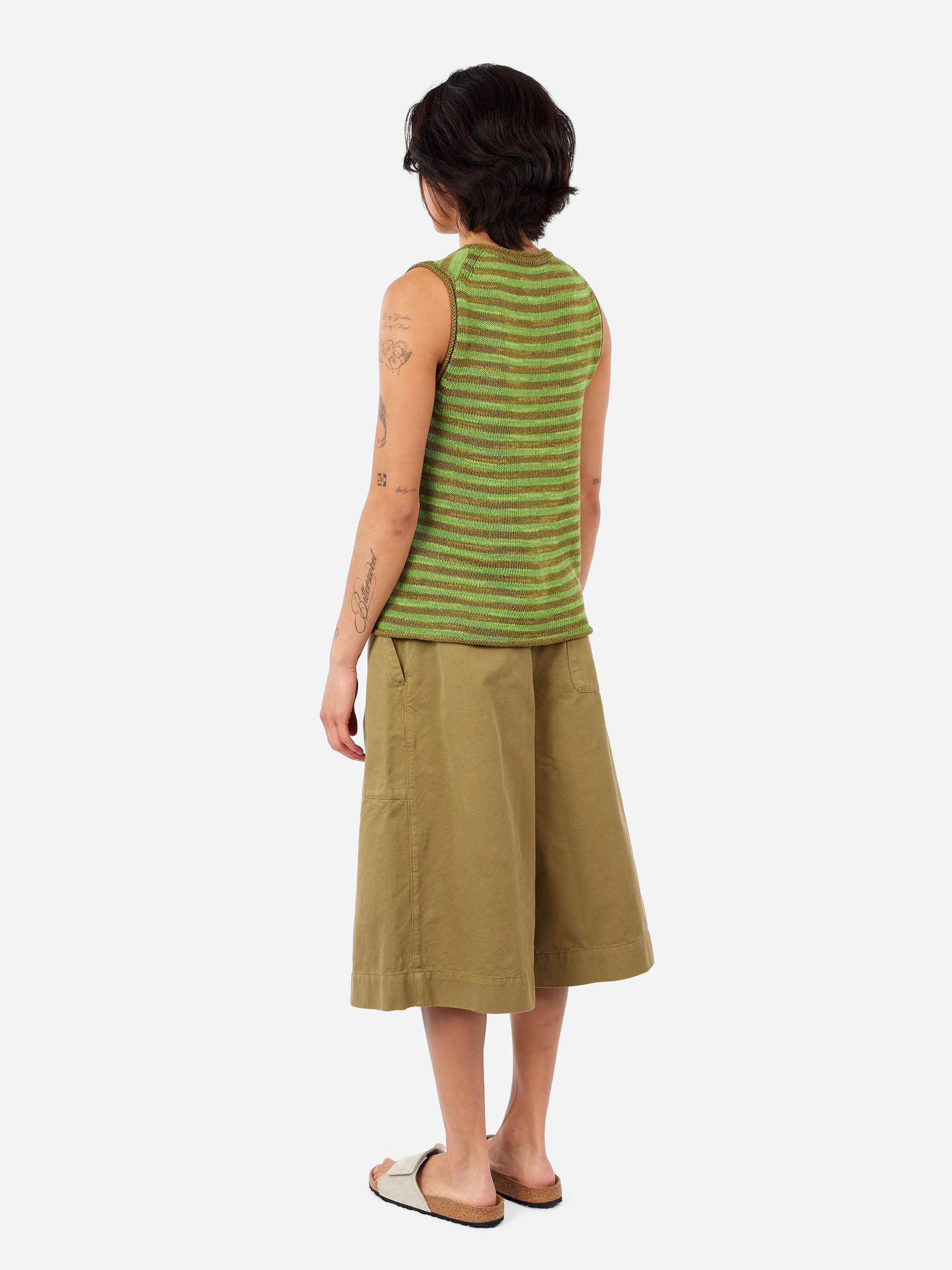 Stripe Linen Cotton Knitted Vest