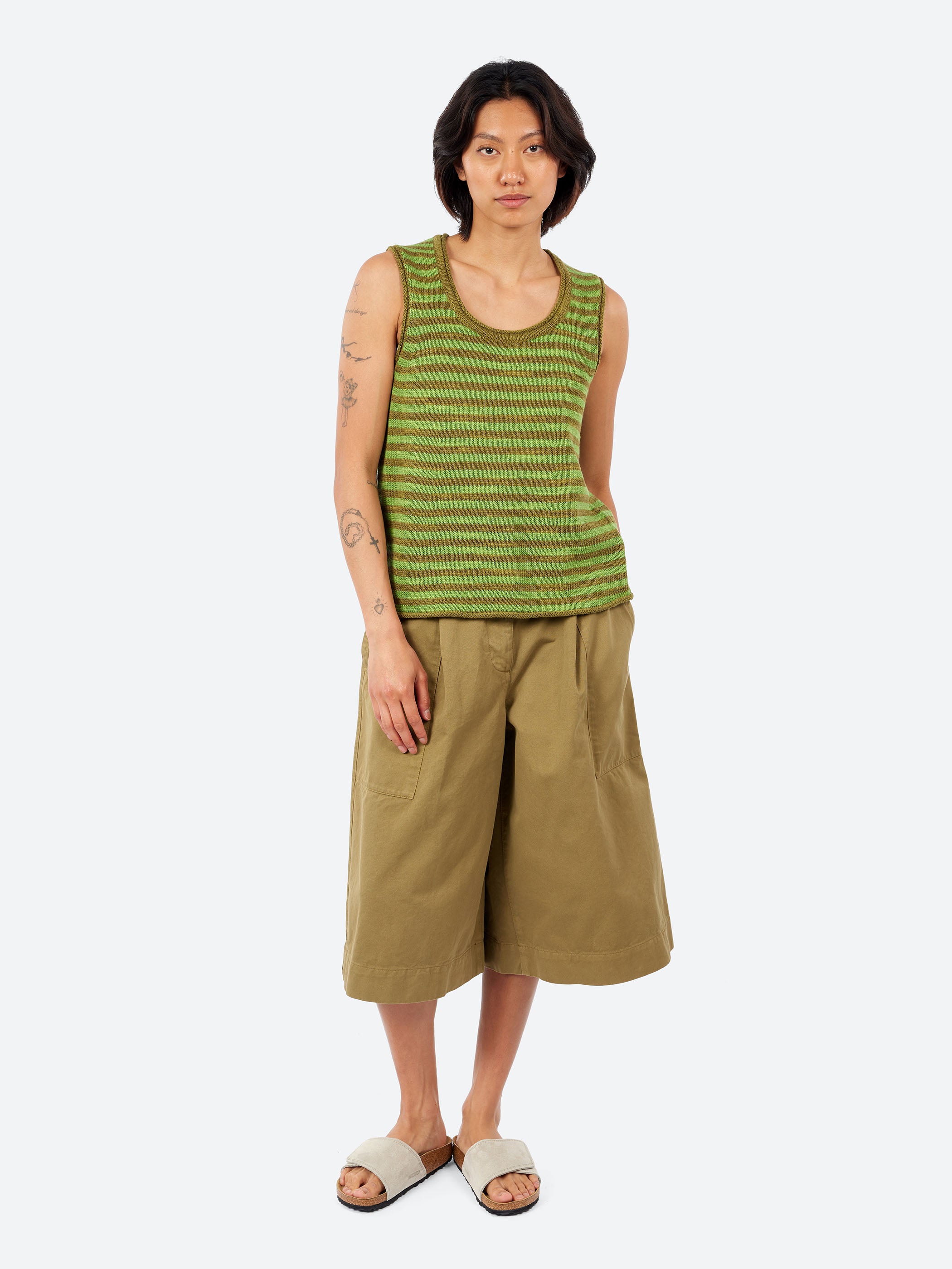 Stripe Linen Cotton Knitted Vest
