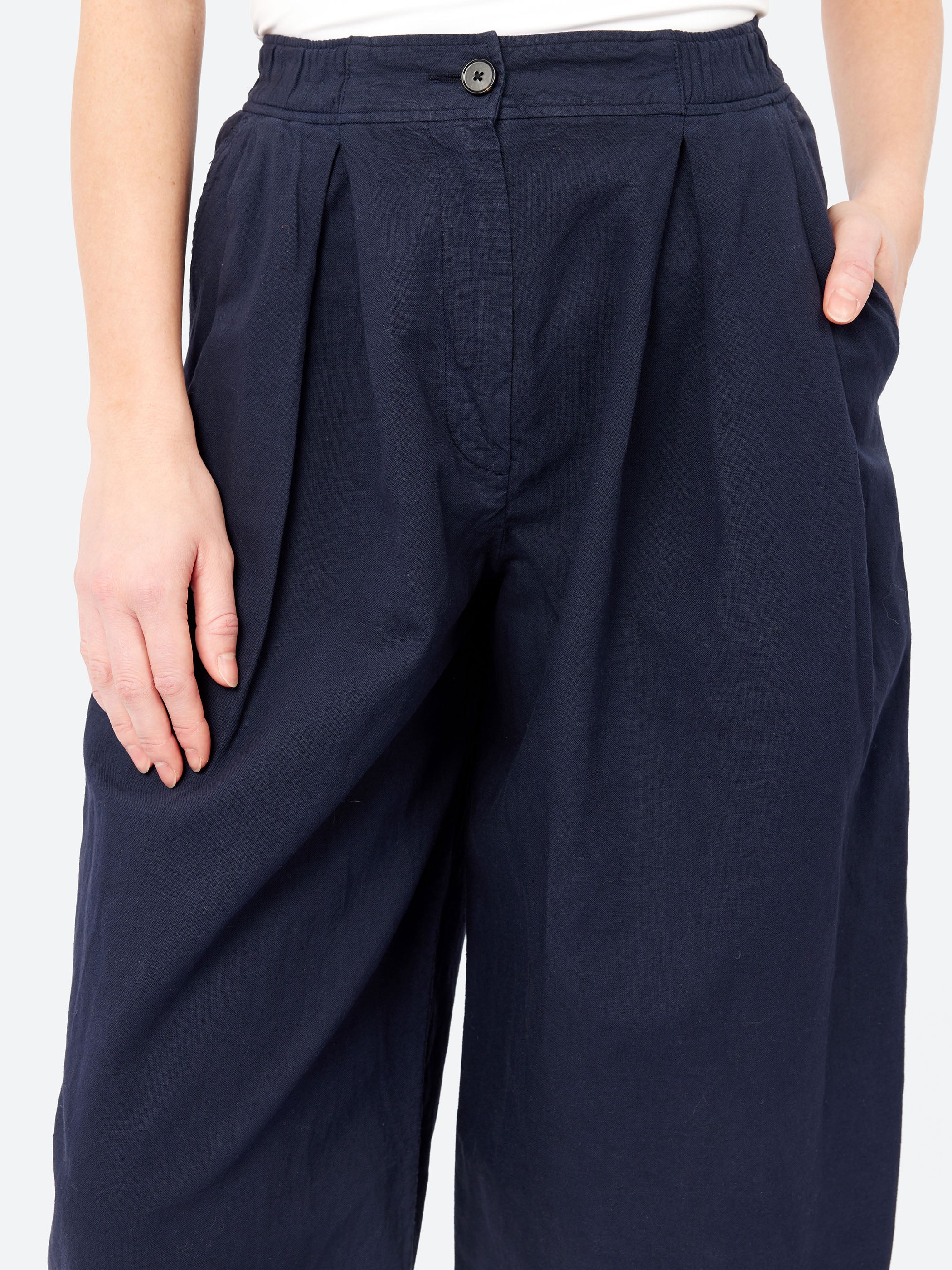 Carys Cotton Linen Canvas Wide Leg Trousers