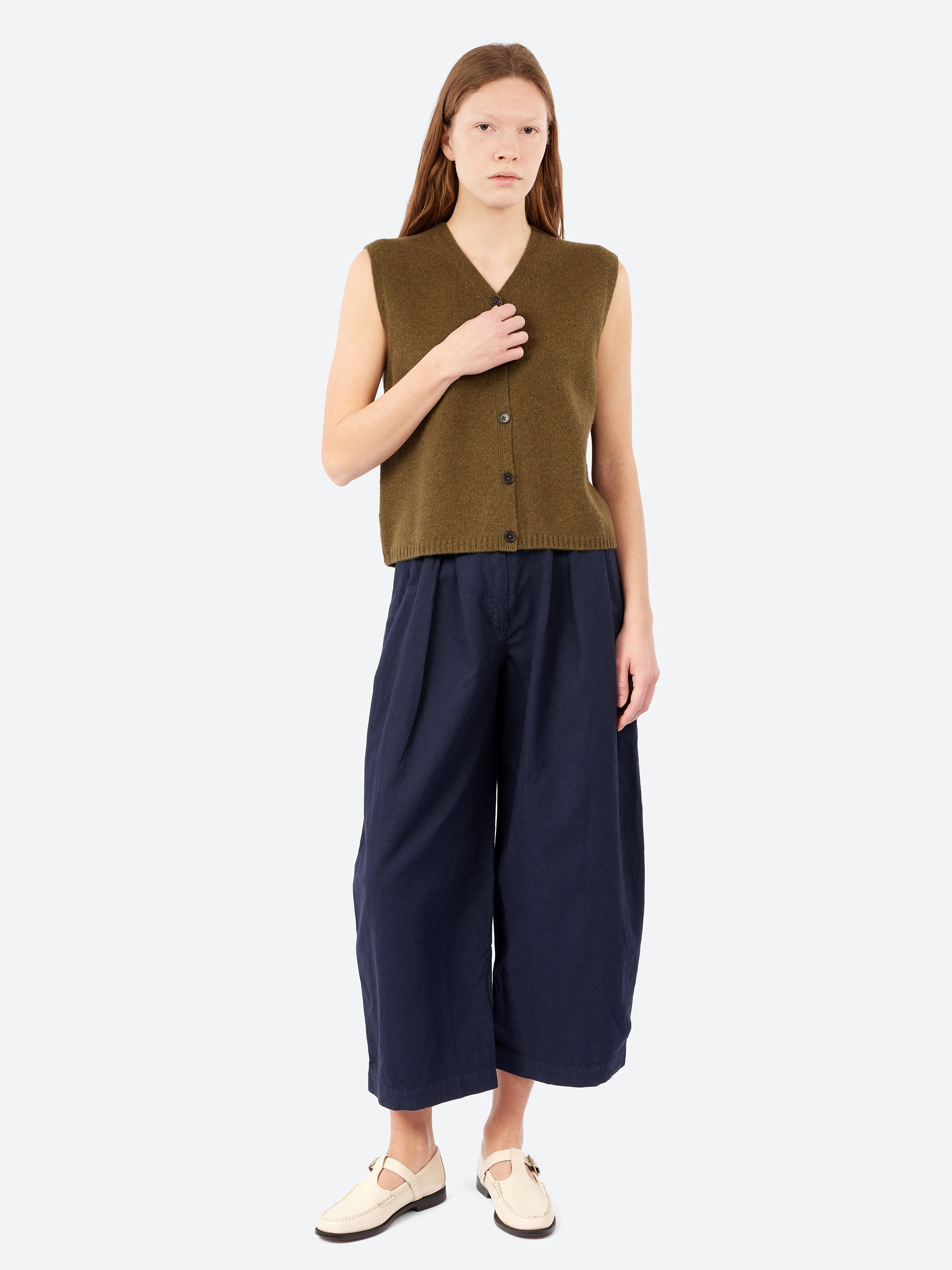 Carys Cotton Linen Canvas Wide Leg Trousers
