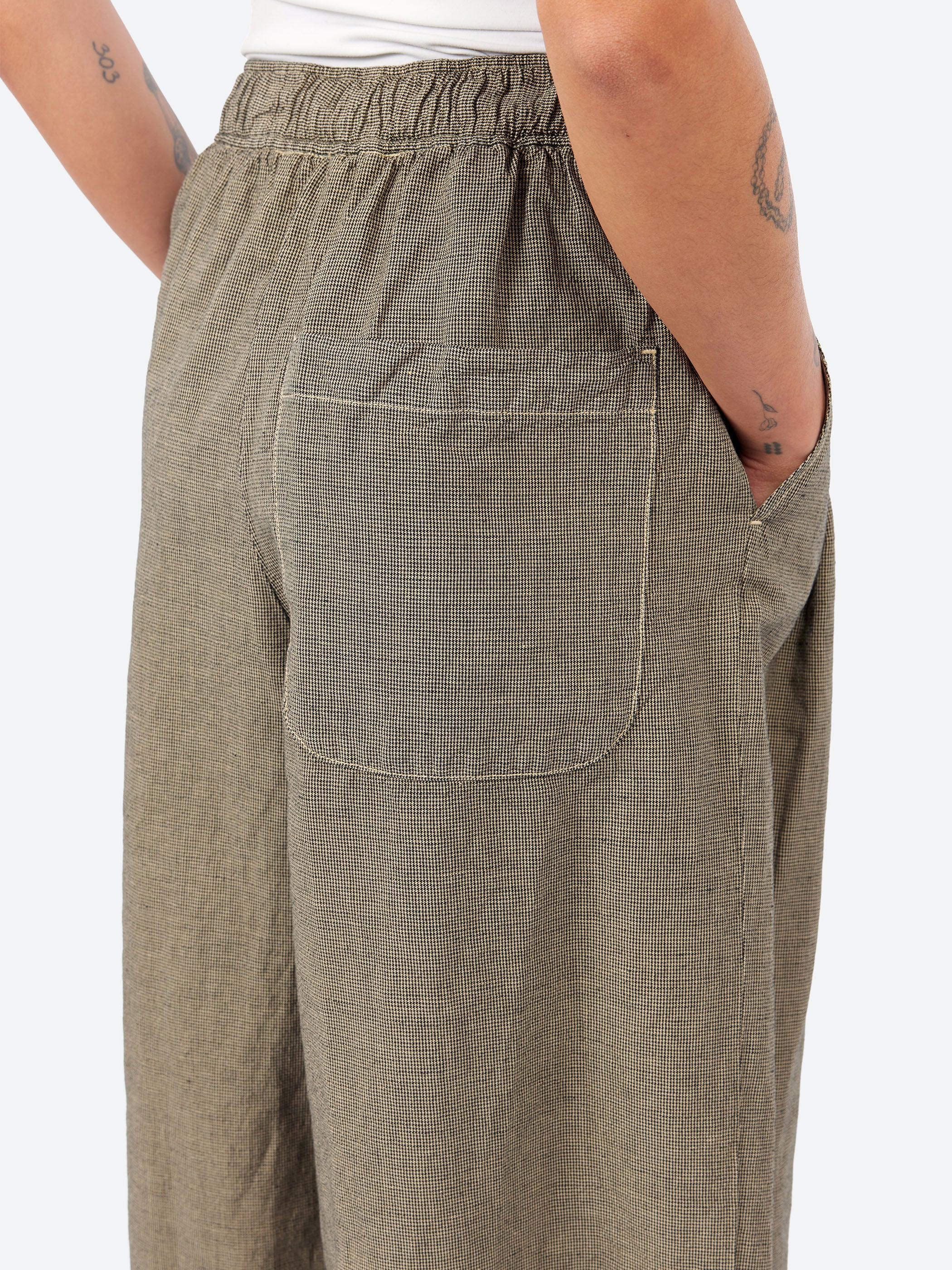 Carys Micro Houndstooth Wide Leg Trousers