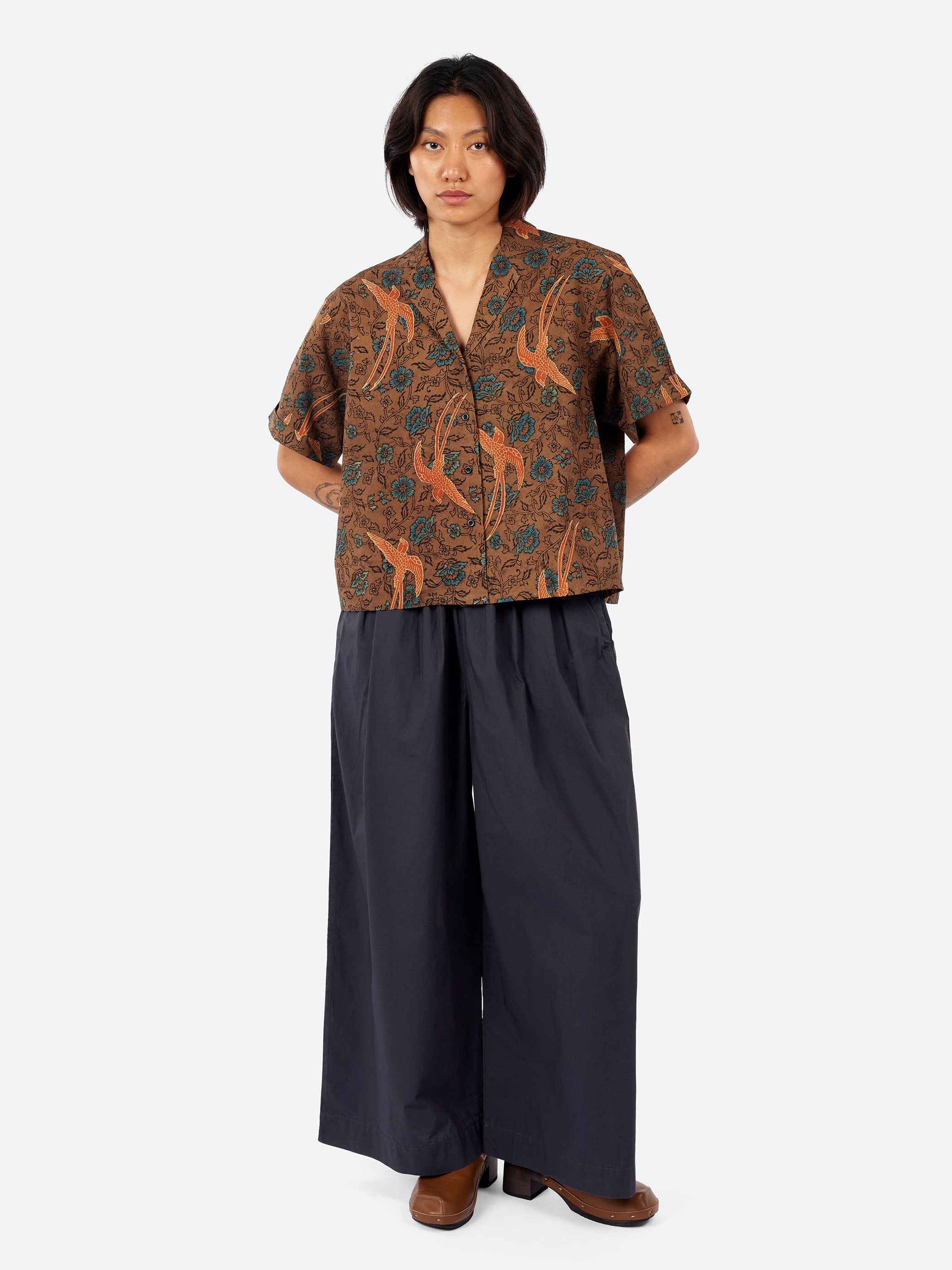 TOAST - Pleated Pull On Cotton Poplin Trousers in Slate – gravitypope