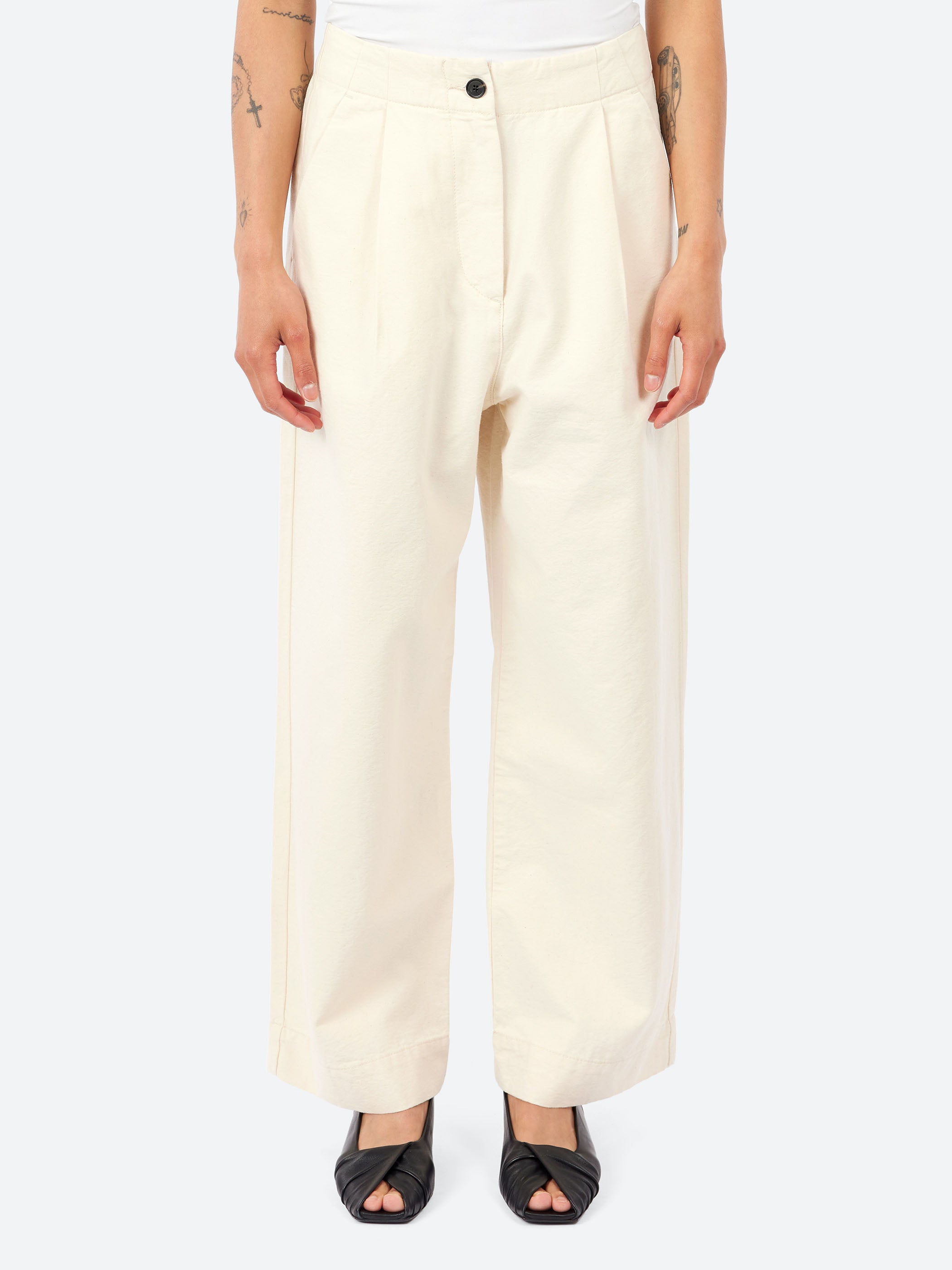 Pleat Front Cotton Trousers