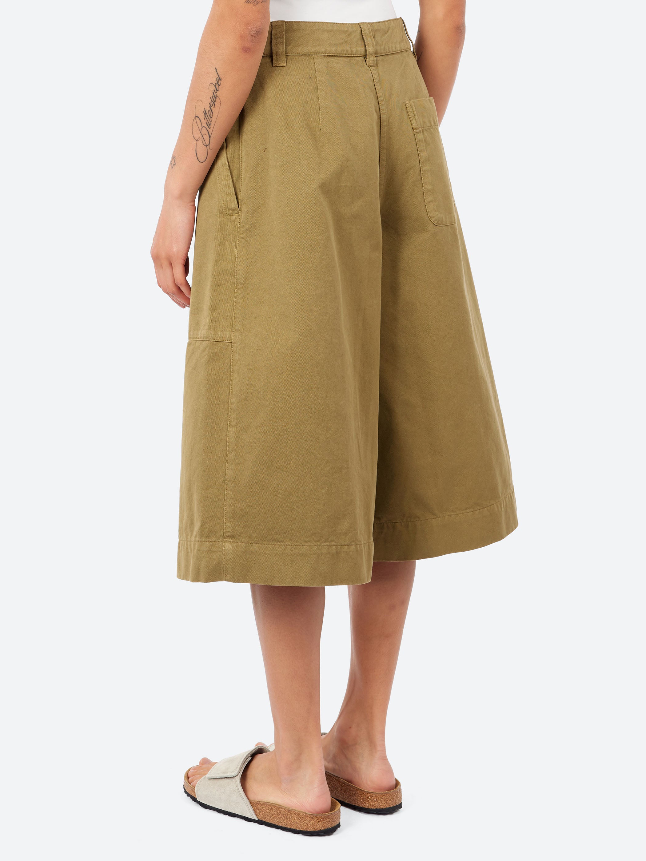 Pleated Cotton Twill Shorts