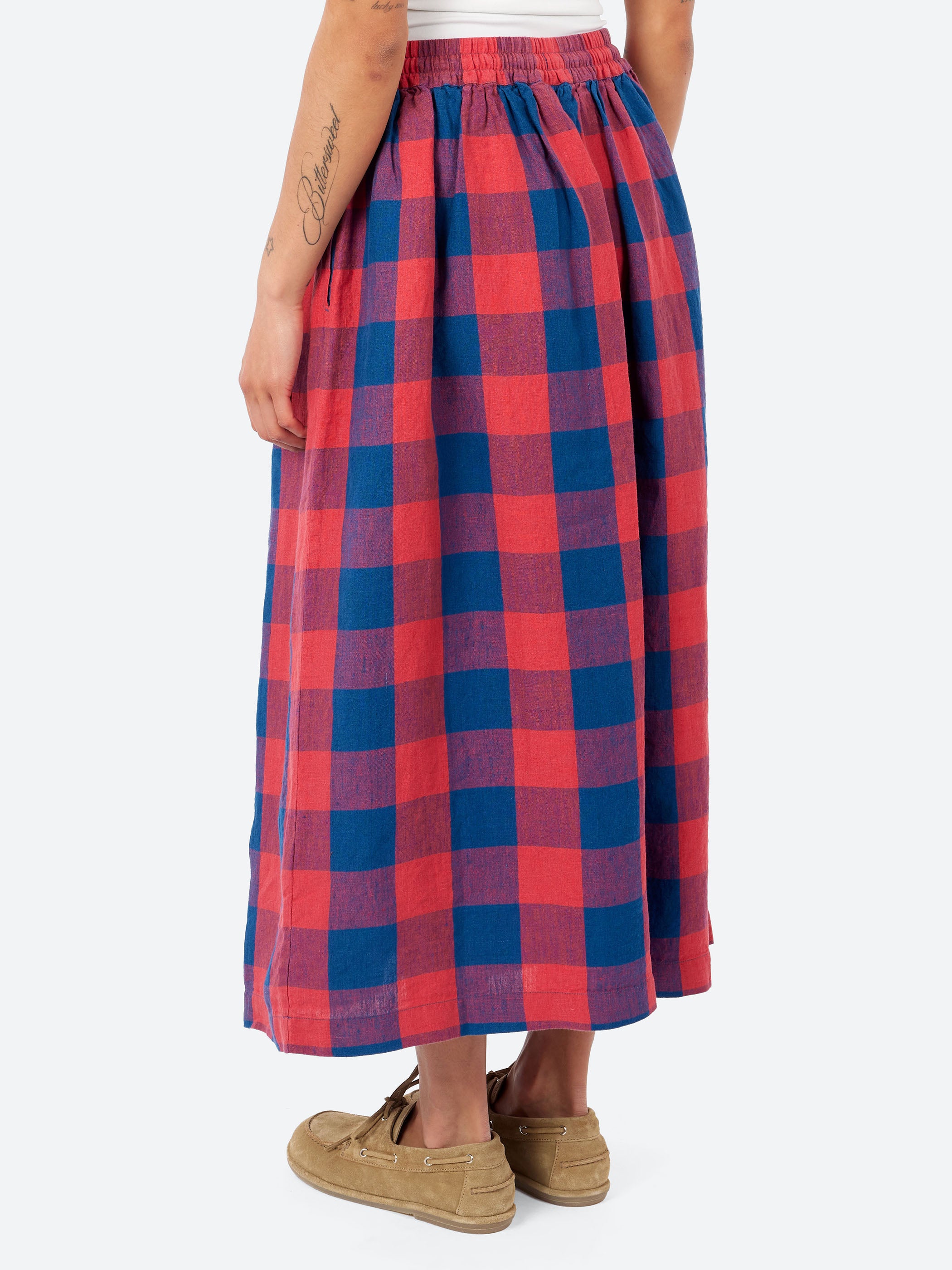 Gingham Check Linen Skirt