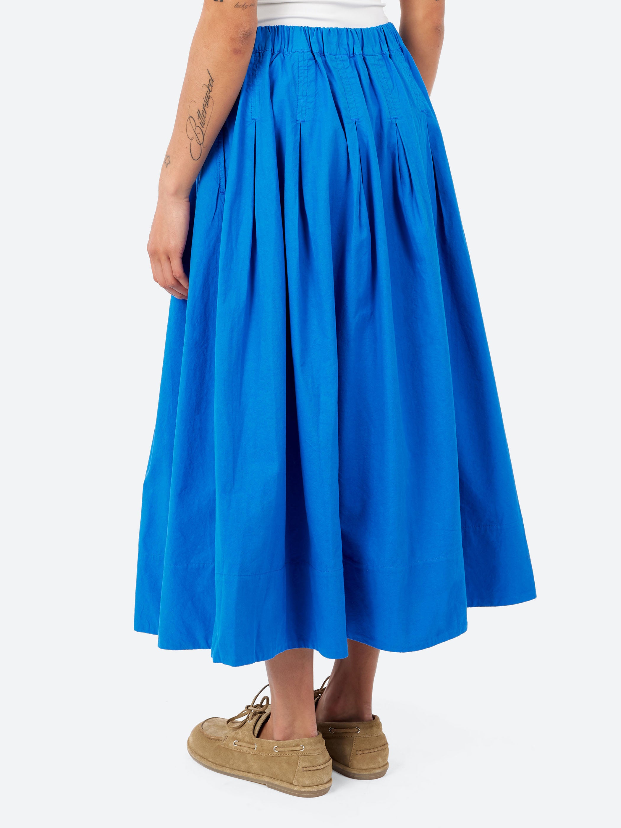 Pleated Cotton Linen Poplin Skirt