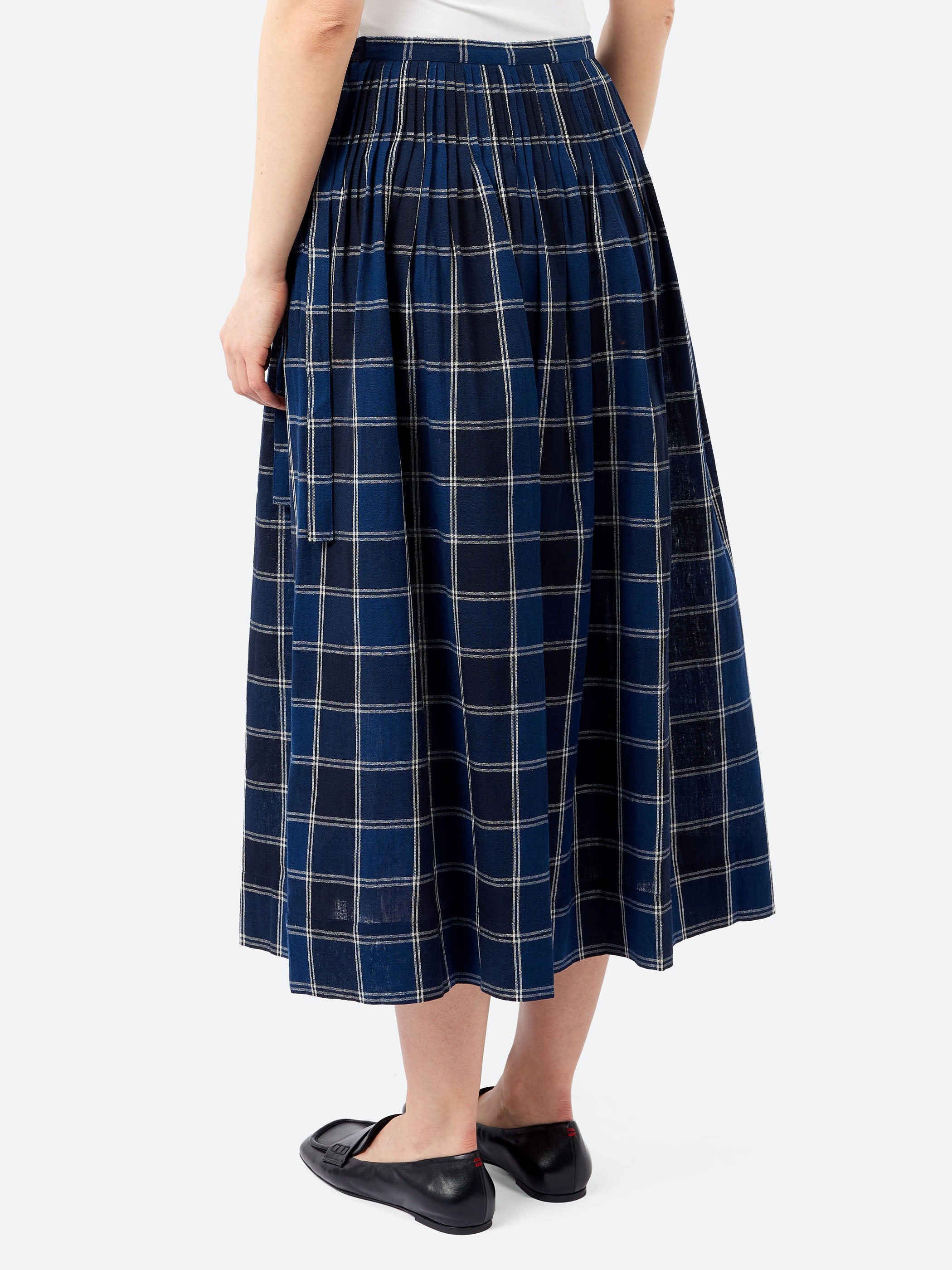 Market Check Pleated Skirt