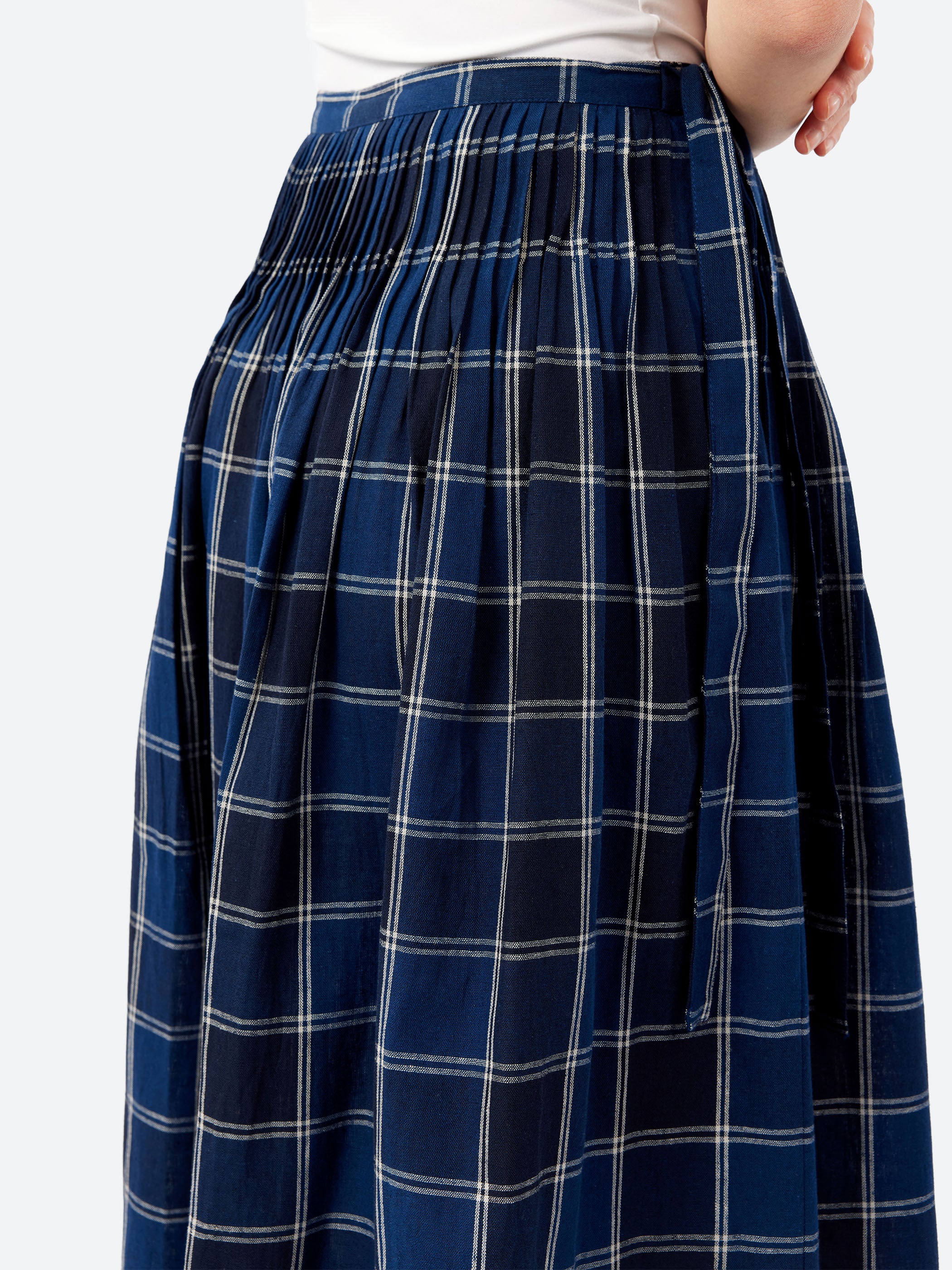 スカート MILK Check Pleats Skirt Blue & Beige TOAST - Market Check Pleated Skirt in Denim Blue – gravitypope