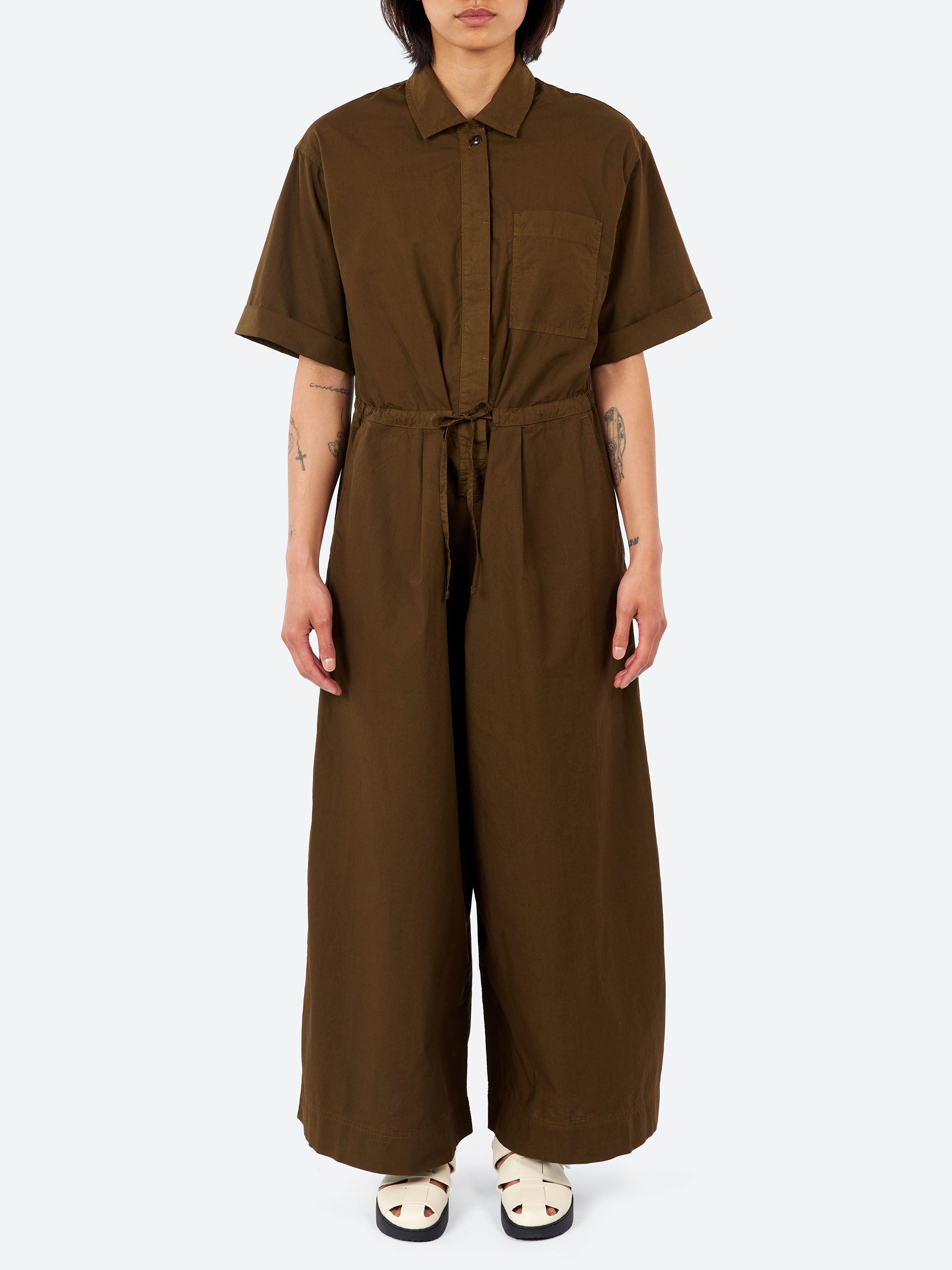 Wide Leg Cotton Poplin Jumpsuit
