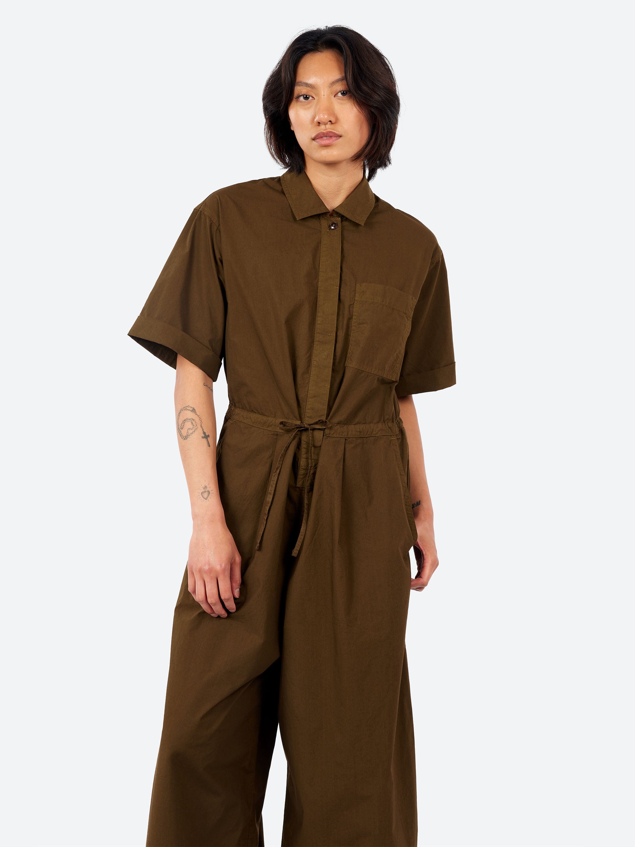 Wide Leg Cotton Poplin Jumpsuit