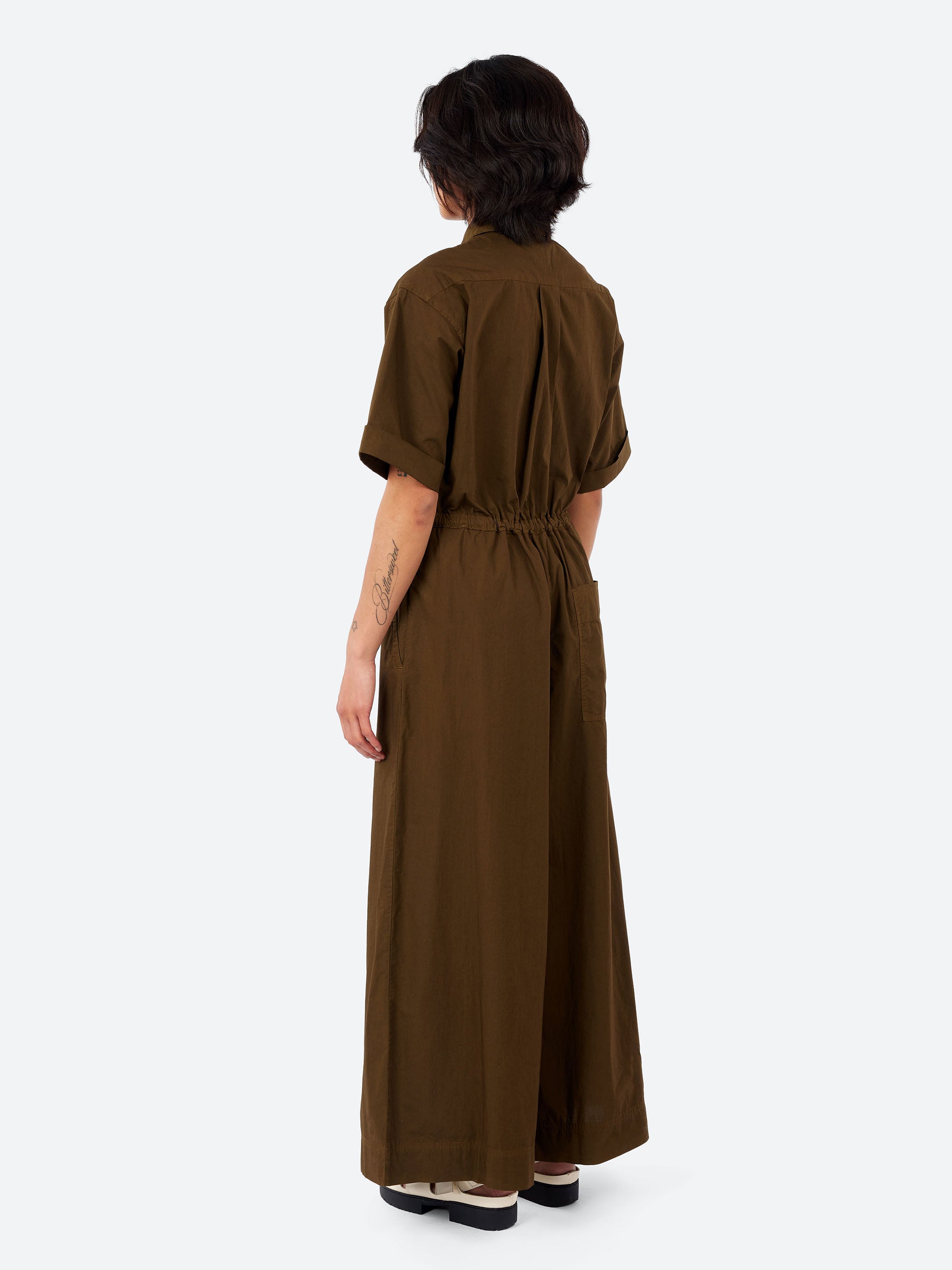 Wide Leg Cotton Poplin Jumpsuit