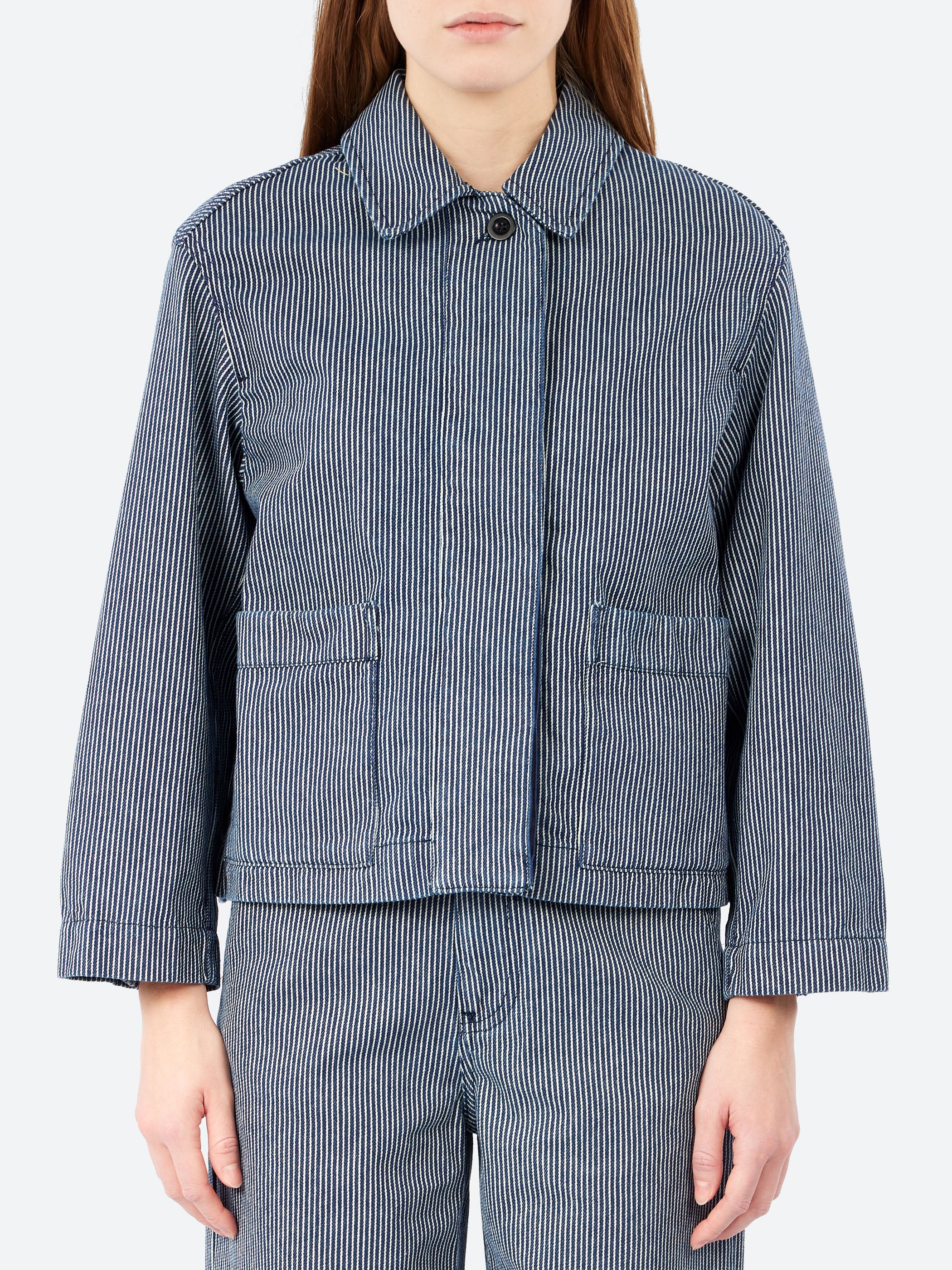 TOAST - Hickory Stripe Denim Jacket in Ecru and Indigo – gravitypope