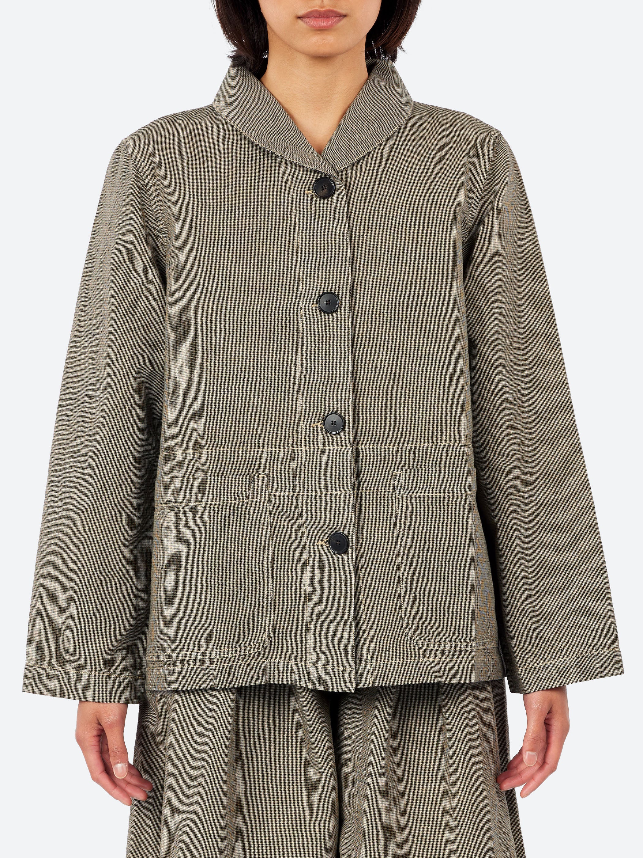 Hal Micro Houndstooth Cotton Linen Workwear Jacket