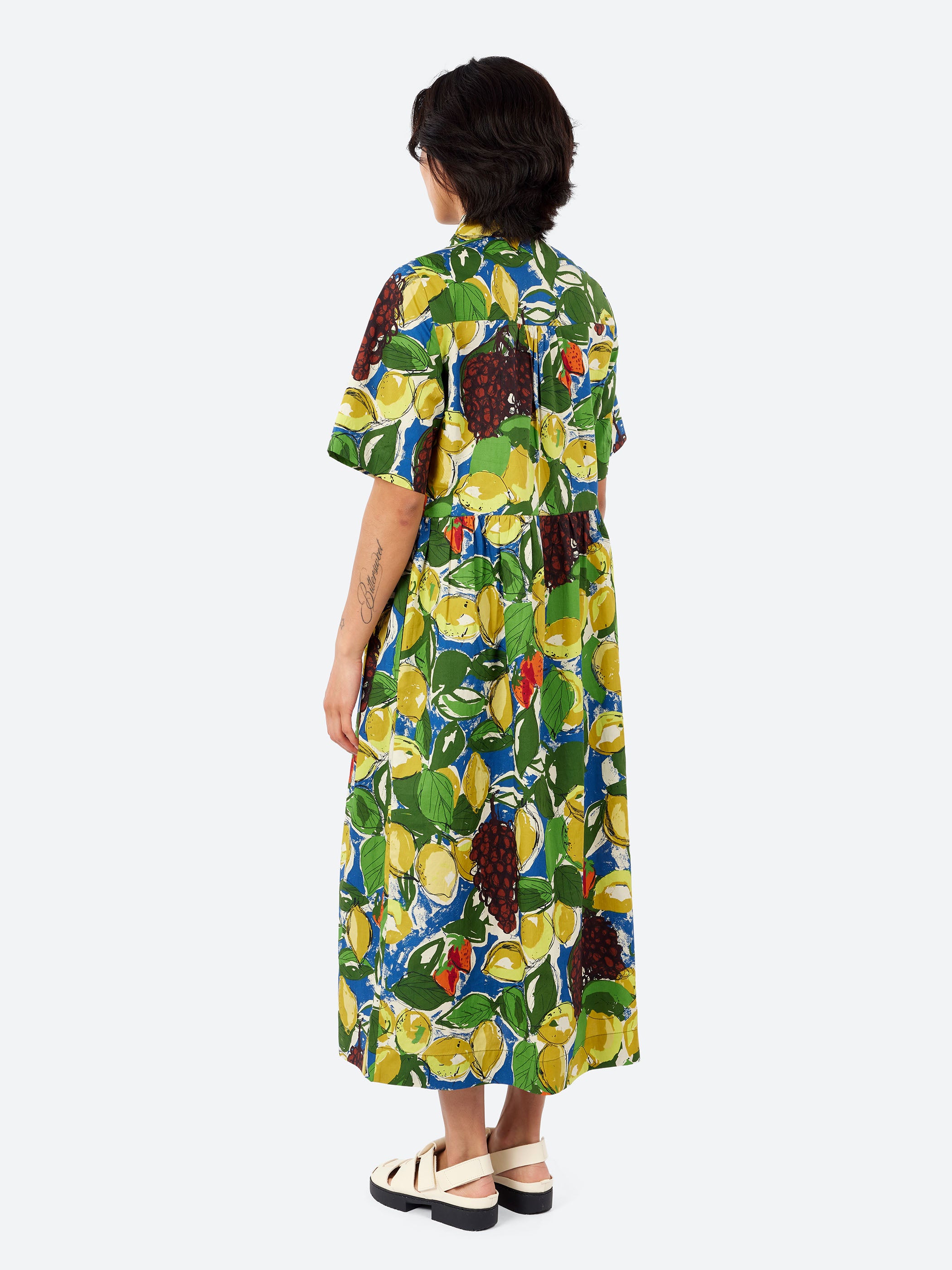 Selma Sketched Fruit Print Shirt Dress