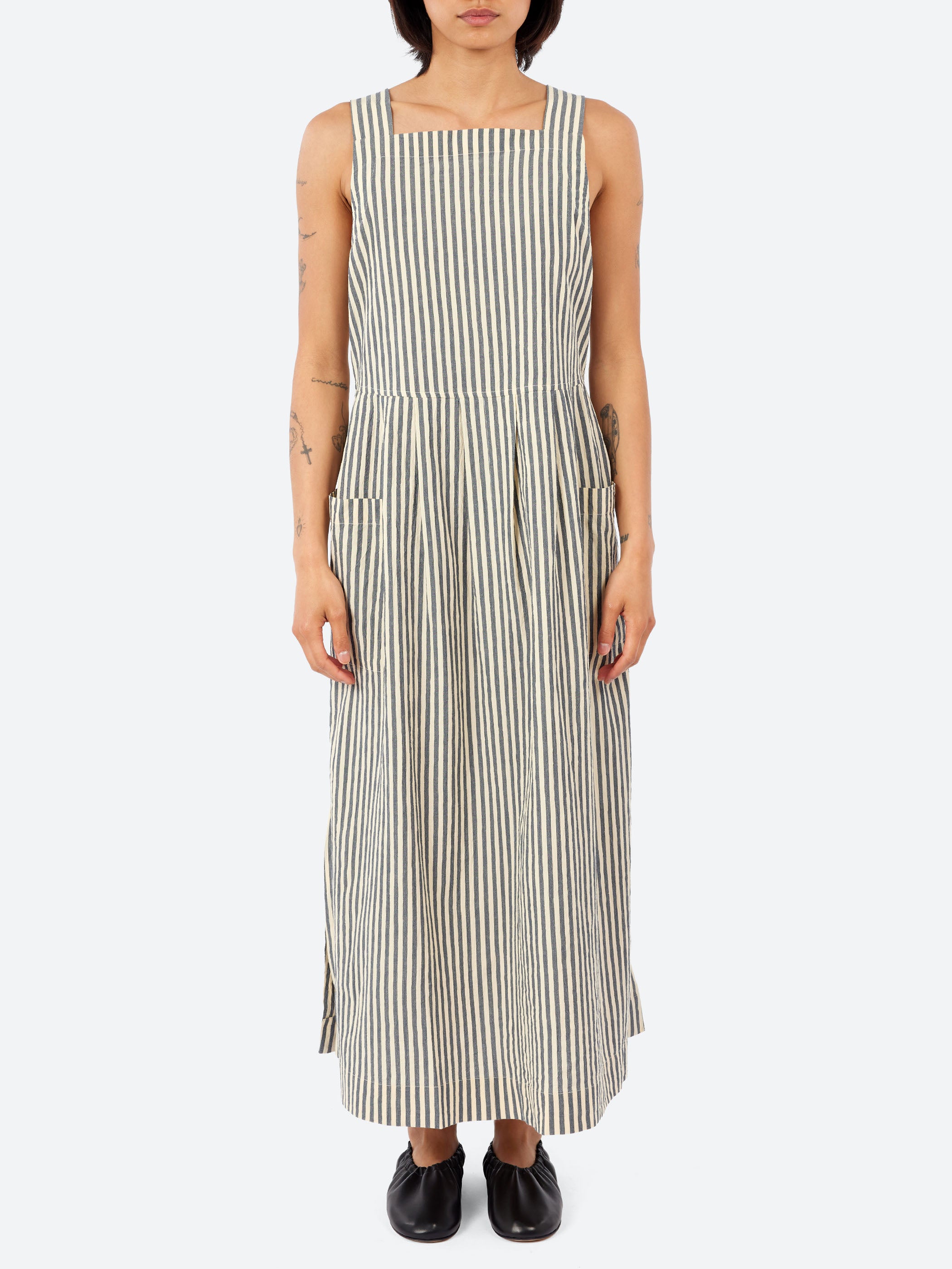 Tablier Stripe Cotton Pinafore Dress