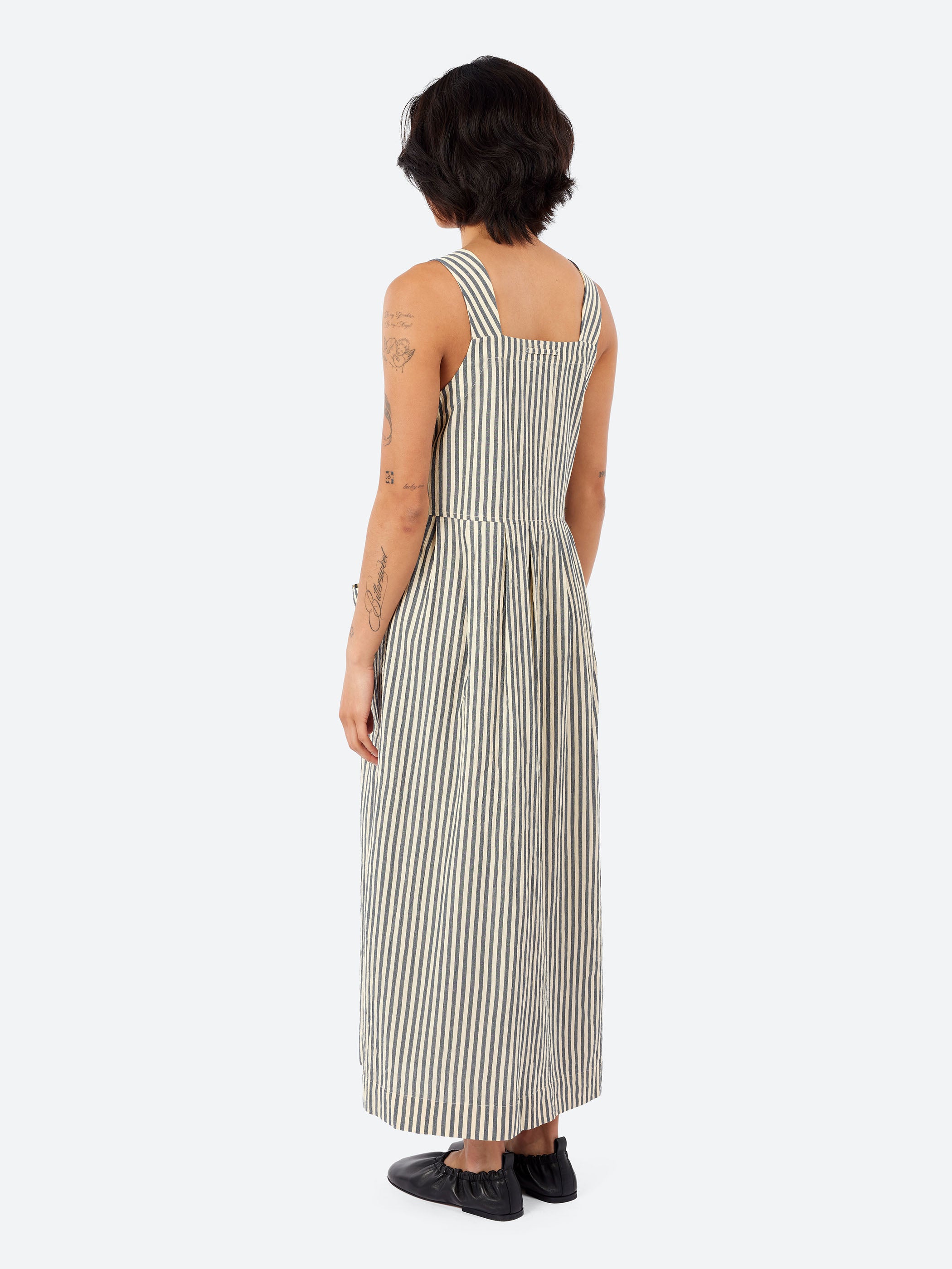 Tablier Stripe Cotton Pinafore Dress