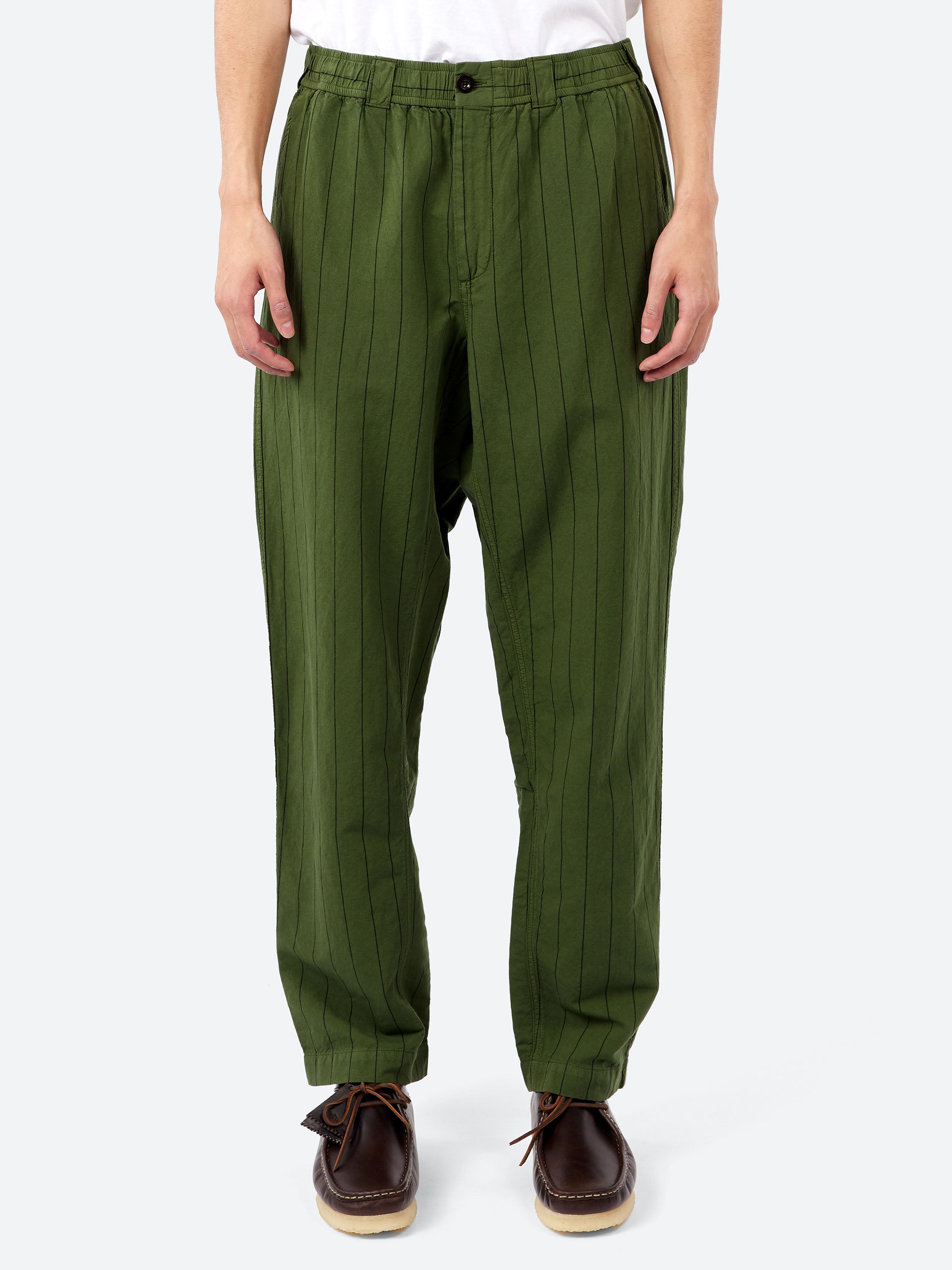 Overdyed Stripe Elasticated Cotton Linen Trousers