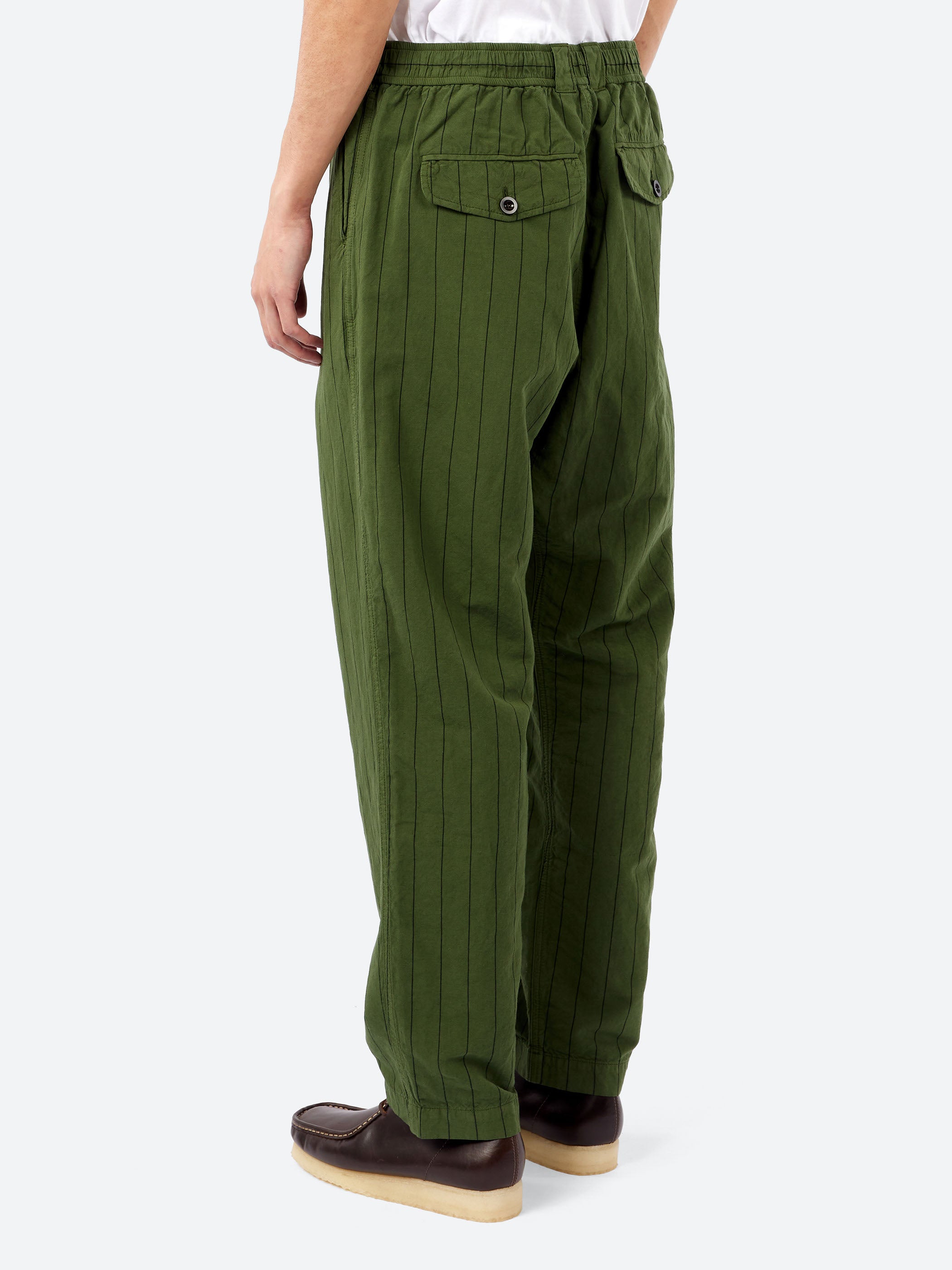 Overdyed Stripe Elasticated Cotton Linen Trousers