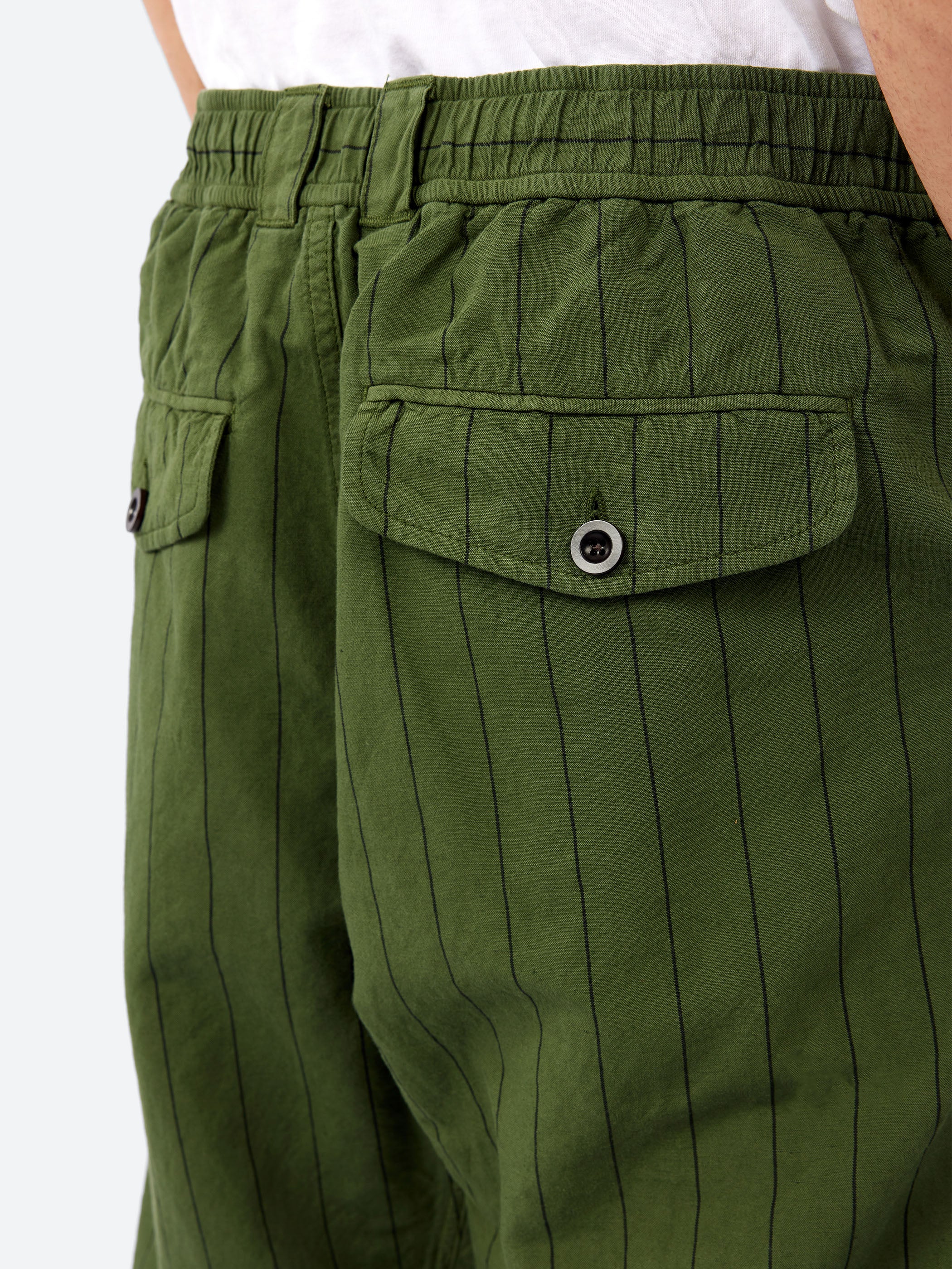 Overdyed Stripe Elasticated Cotton Linen Trousers