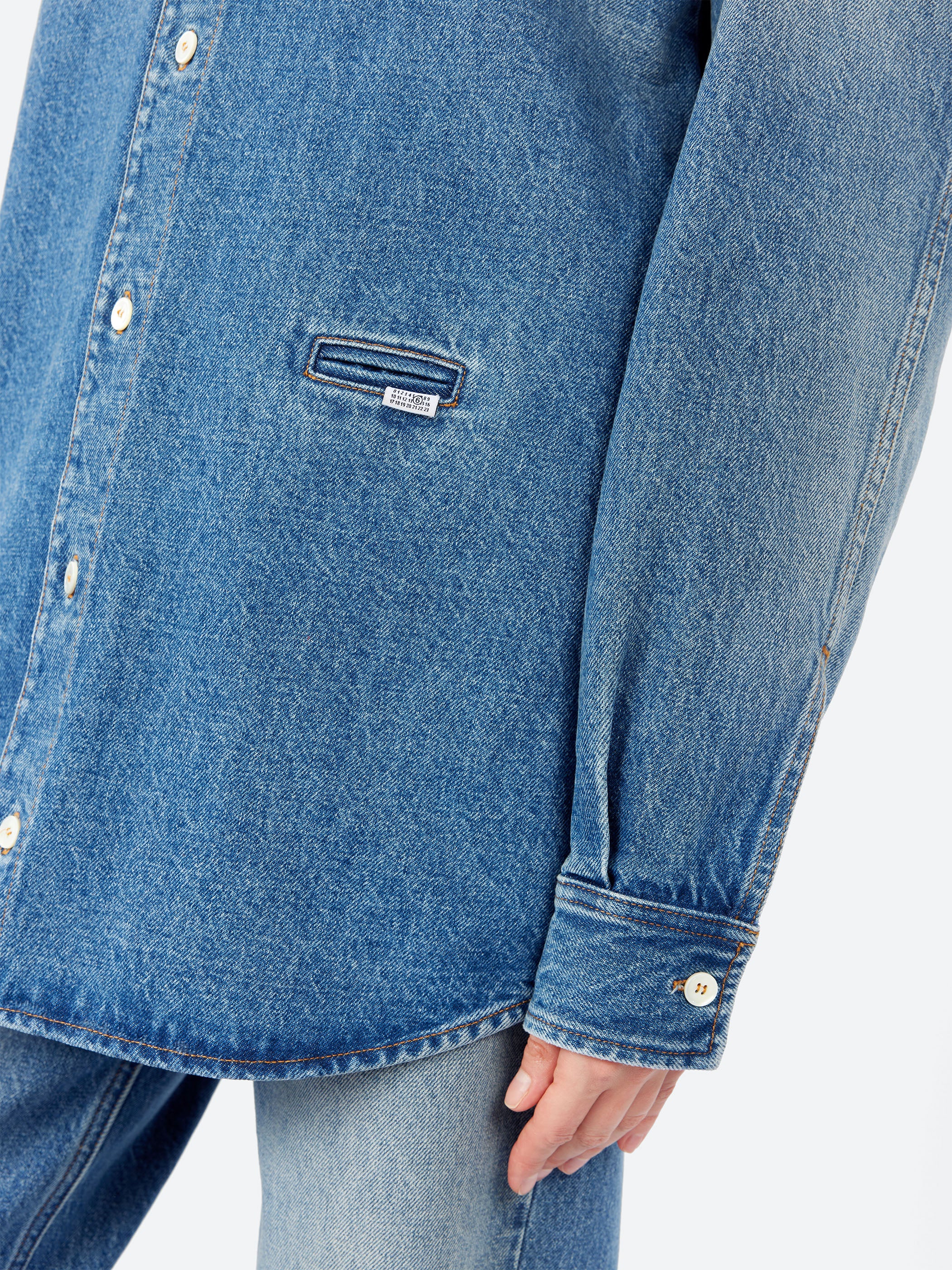 MM6 Cropped Denim Shirt　38 MM6 Maison Margiela - Denim Shirt in Light Blue – gravitypope