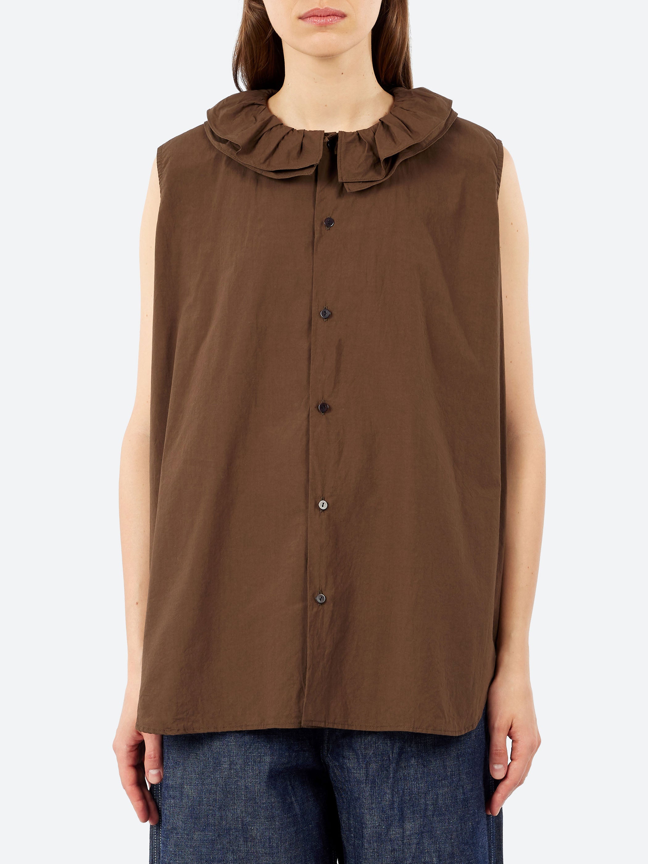 Ruffle Sleeveless Shirt