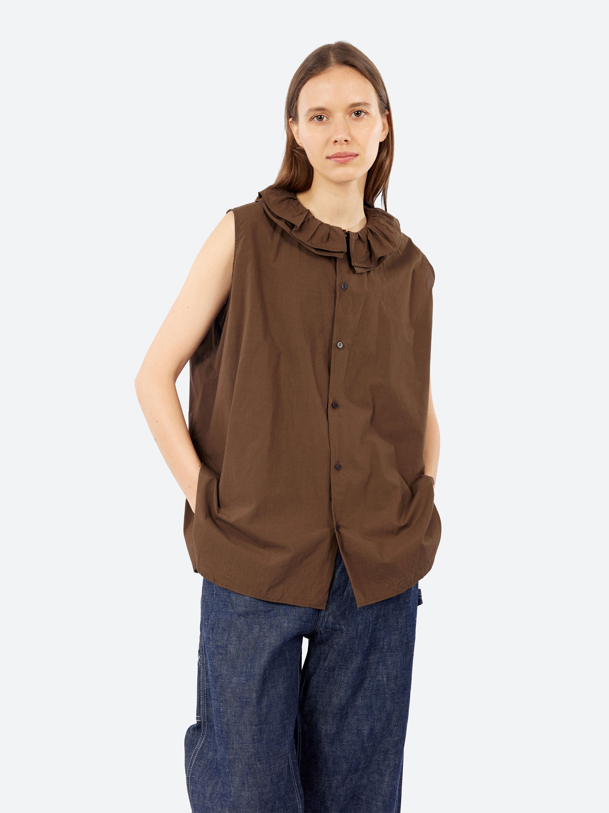 Ruffle Sleeveless Shirt