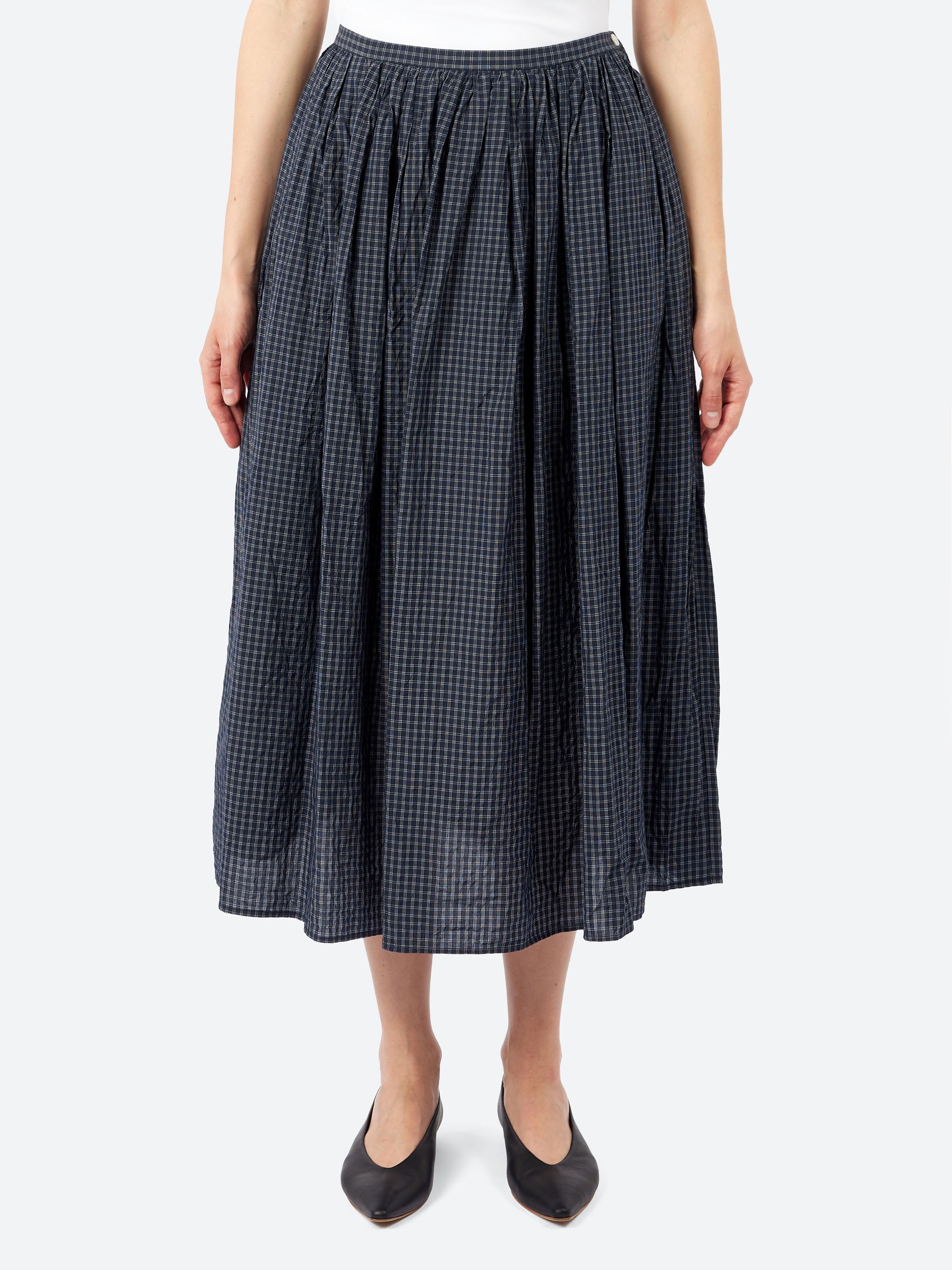 Tattersall Plaid Pleated Maxi Skirt