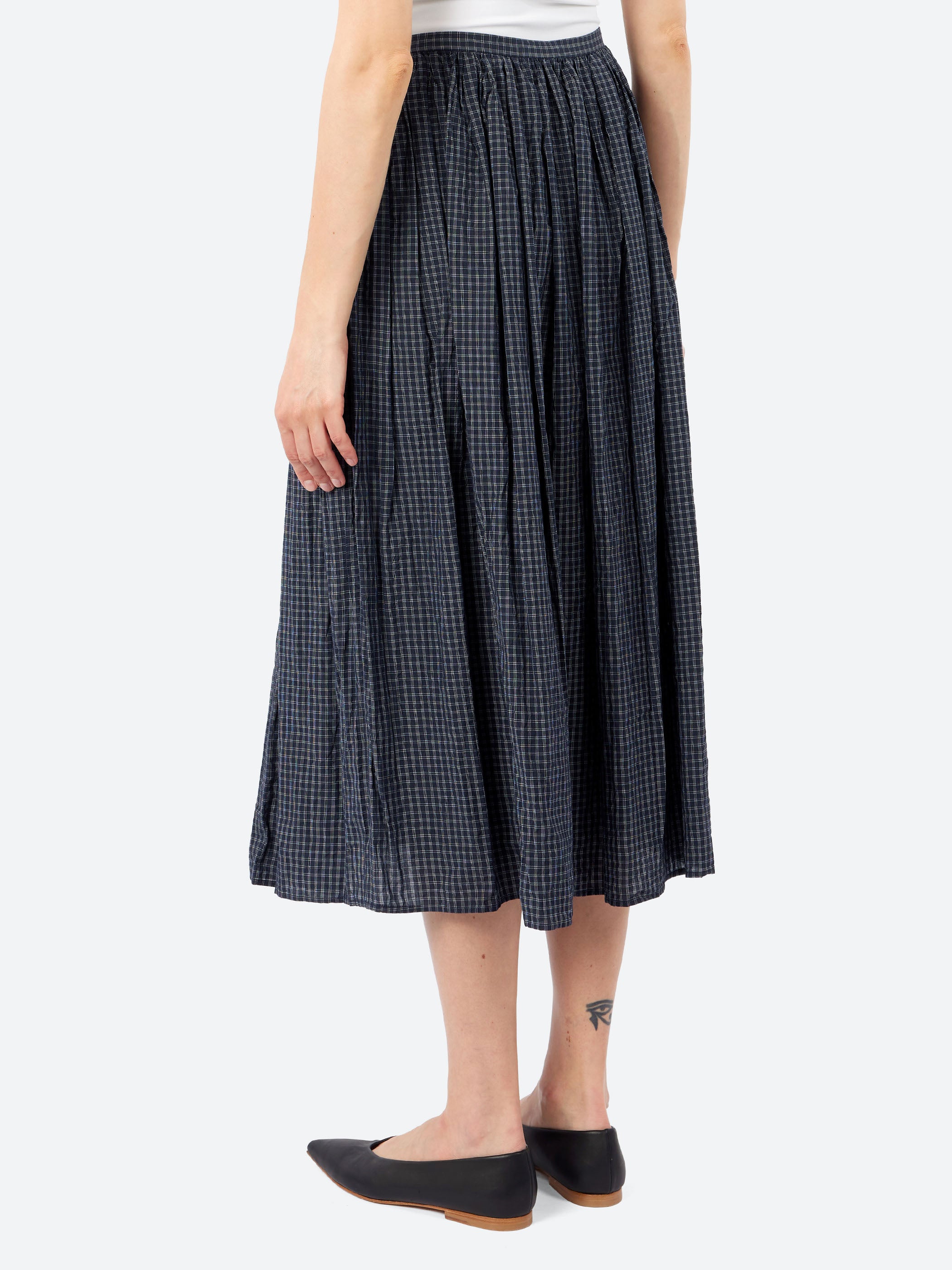 Tattersall Plaid Pleated Maxi Skirt