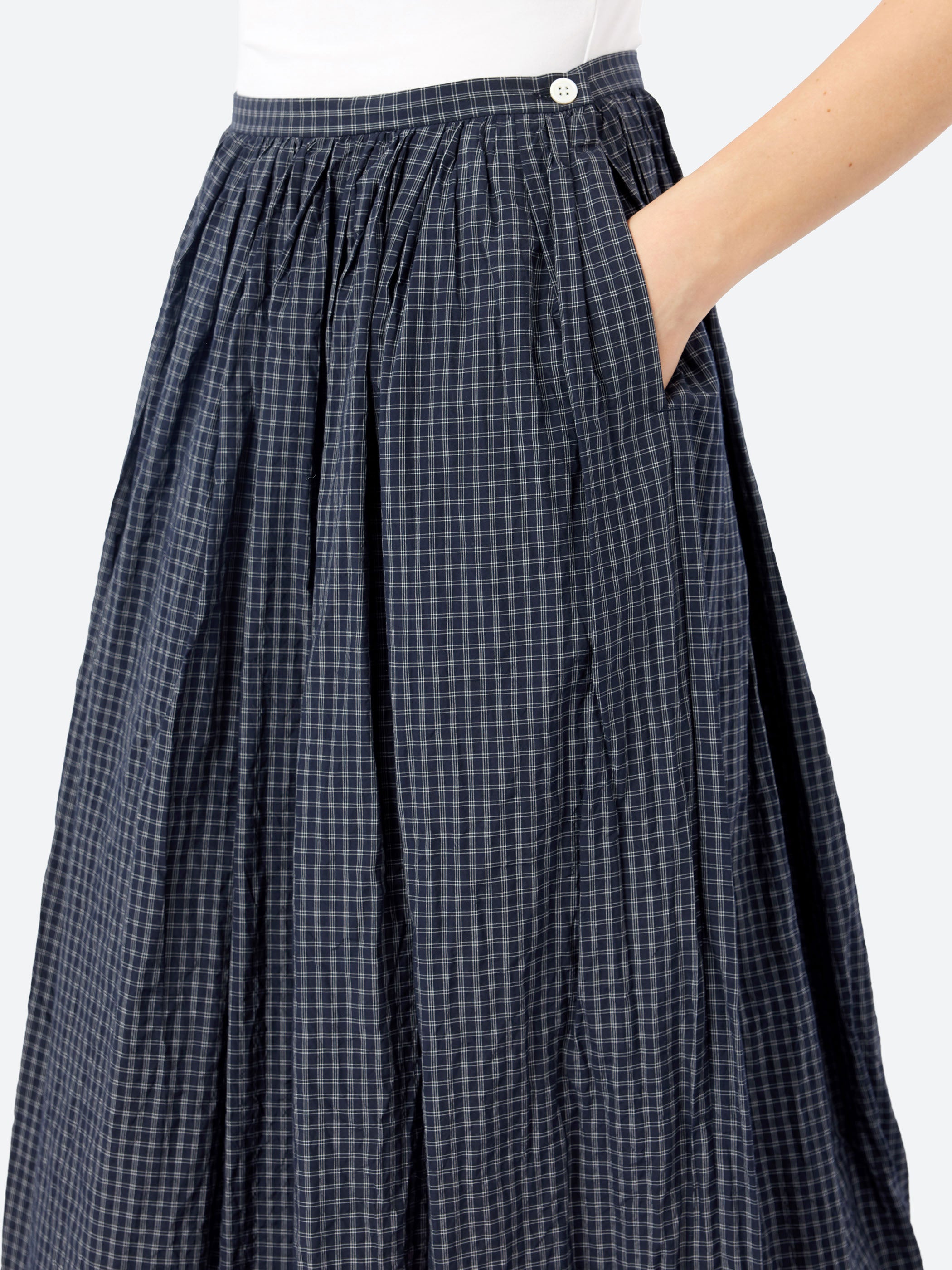 Tattersall Plaid Pleated Maxi Skirt