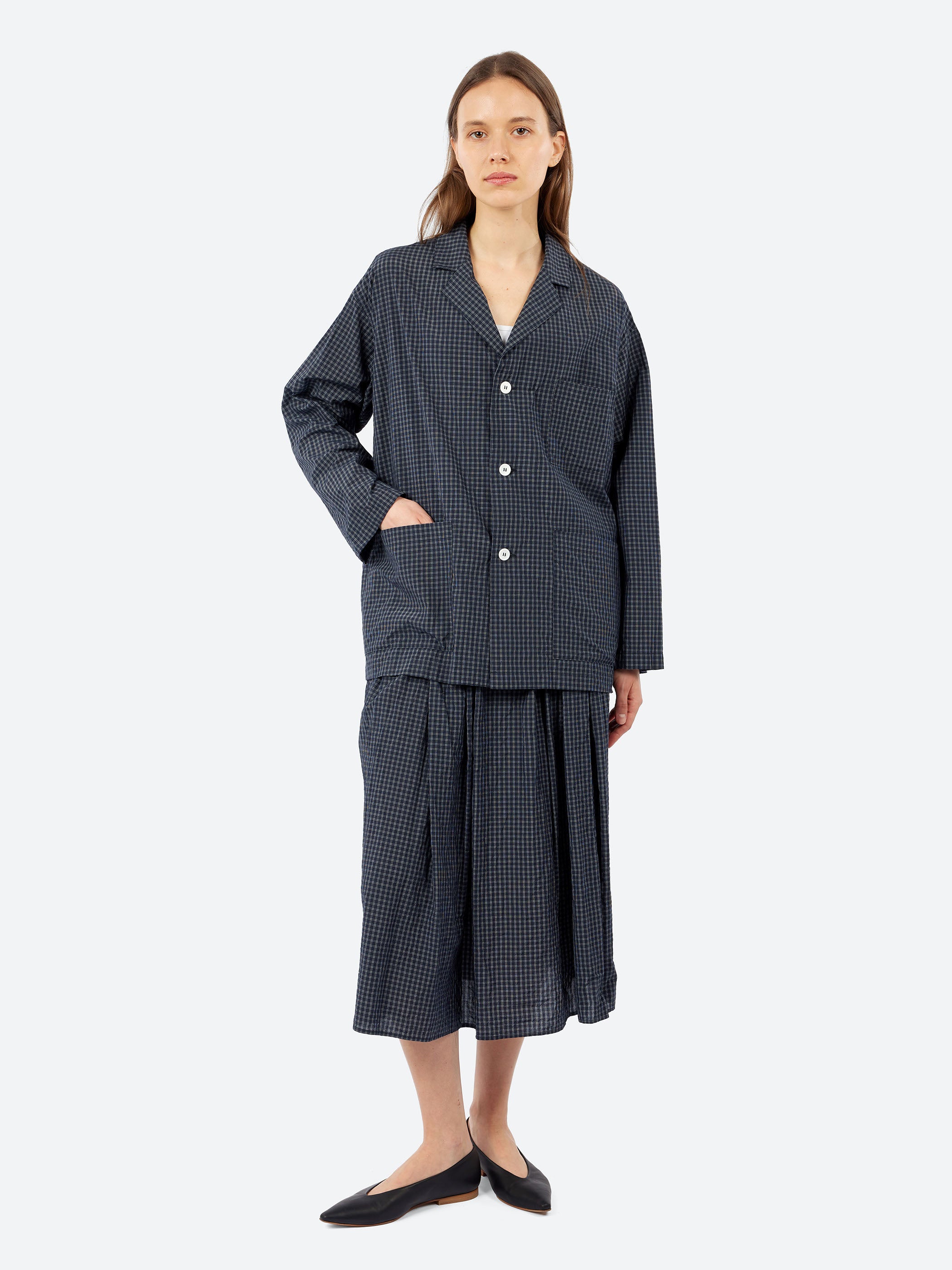 Tattersall Plaid Pleated Maxi Skirt