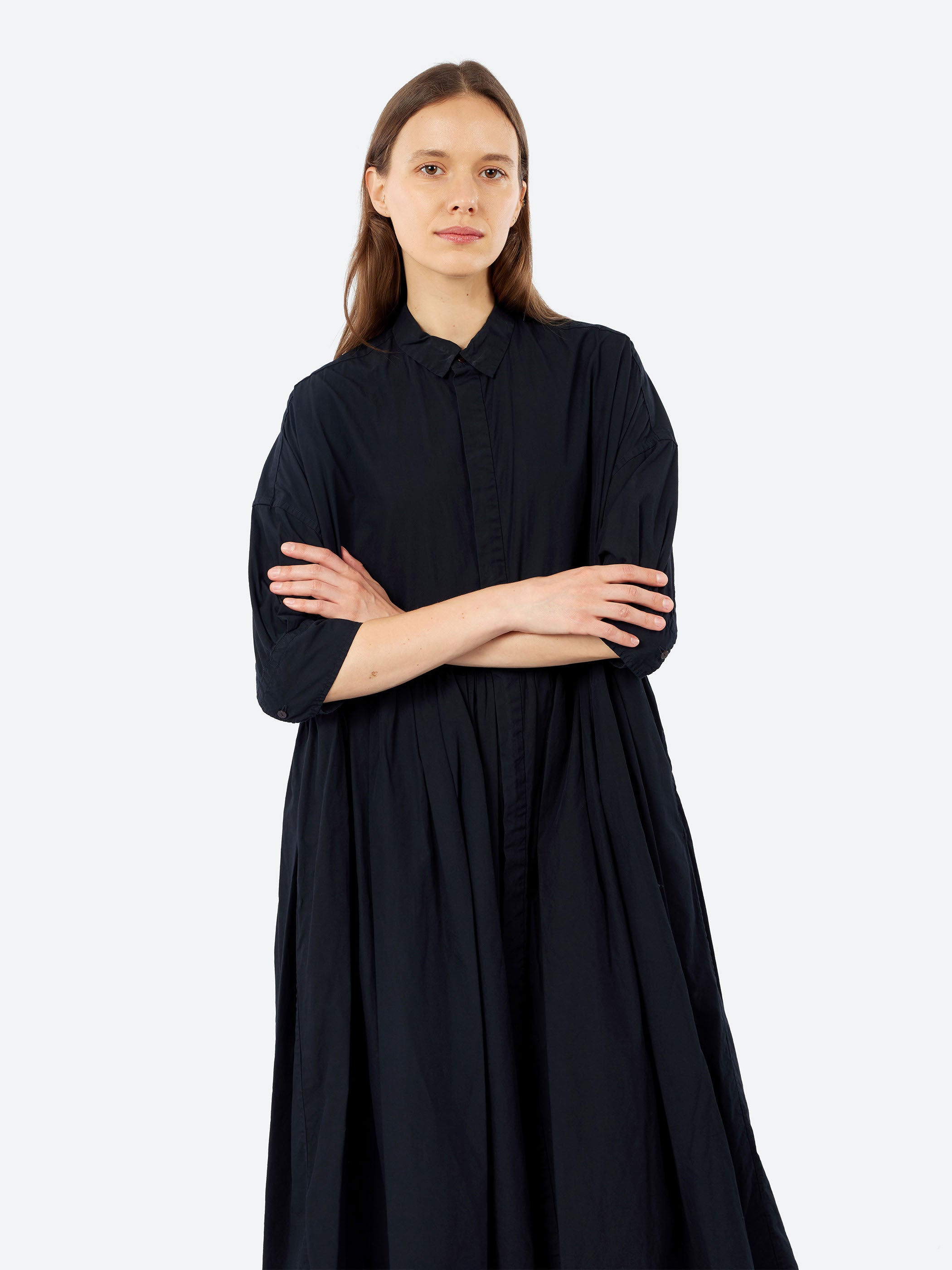 Random Pleated Half Sleeve Shirt Dress