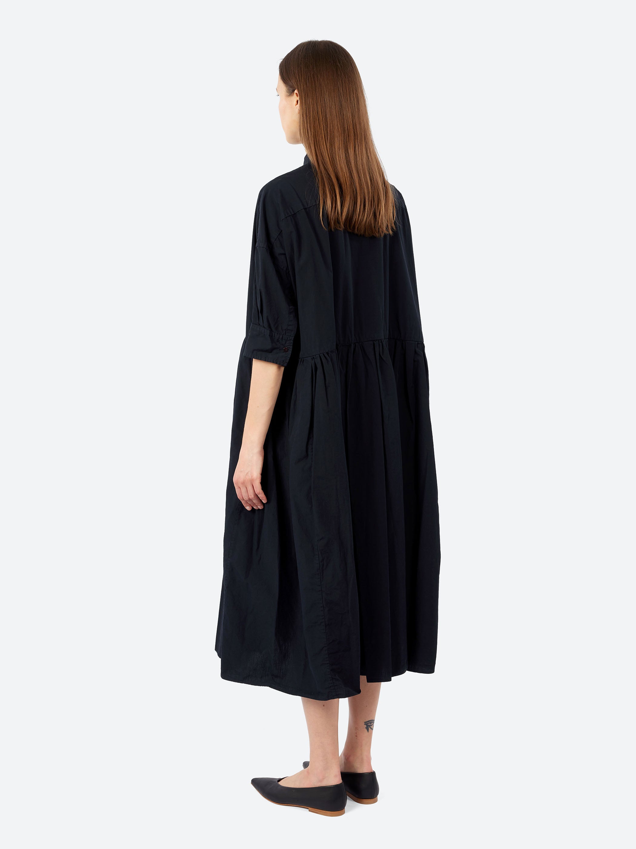 Random Pleated Half Sleeve Shirt Dress