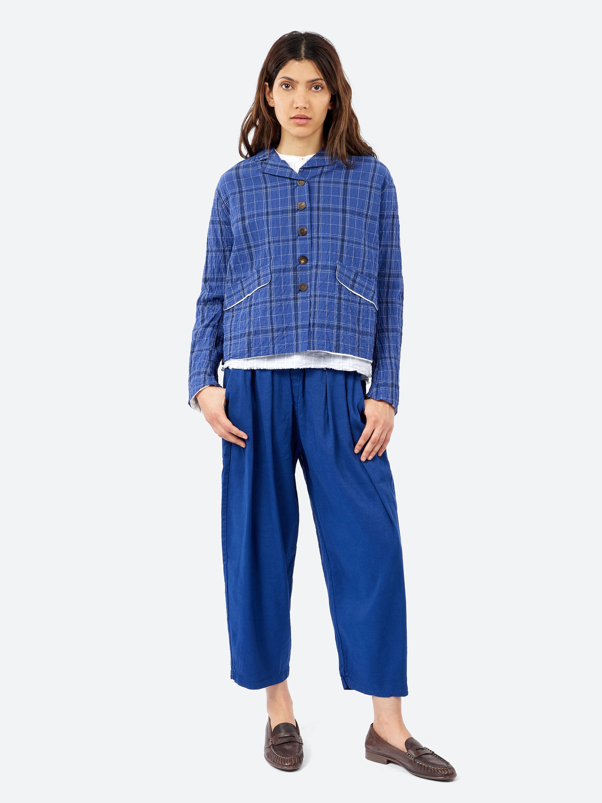 hannoh wessel デニムジャケット Hannoh Wessel - Juliana Jacket in Blue Check – gravitypope