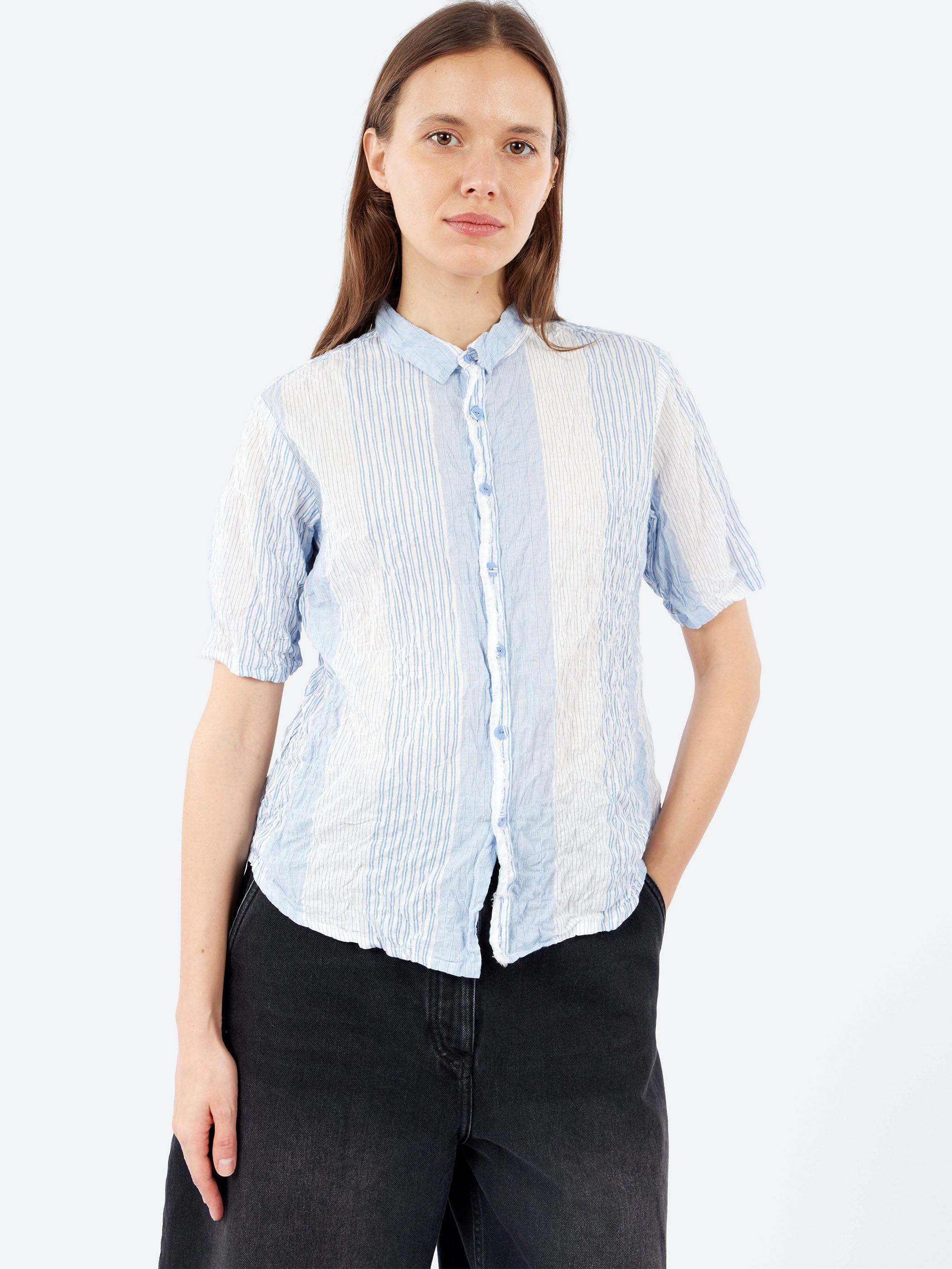 Shirring Stripe Blouse